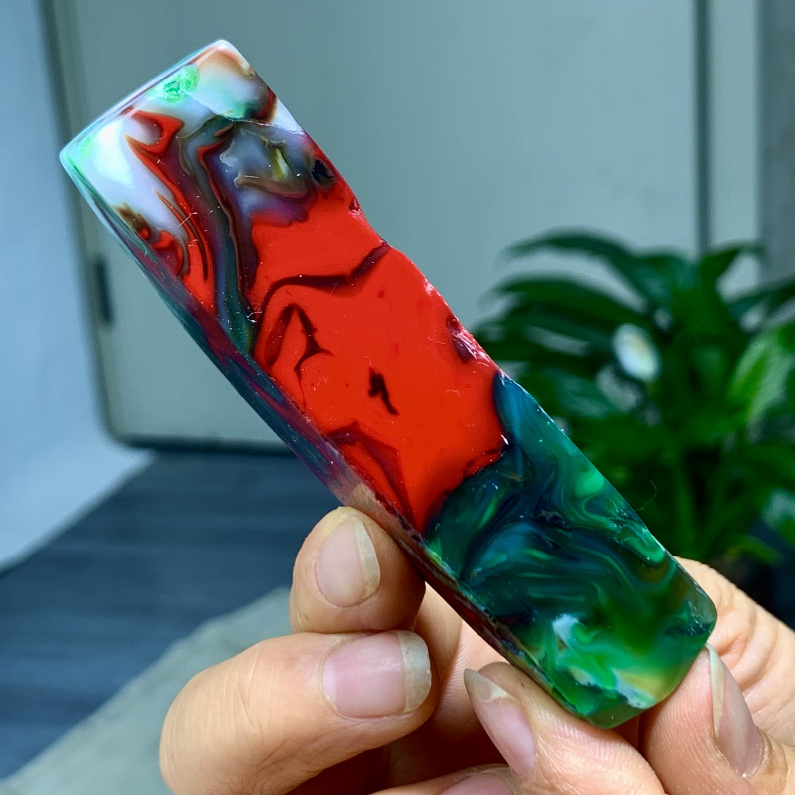 118G Natural NanHong Agate block multicolored Pattern Cabochon mineral Crystal-