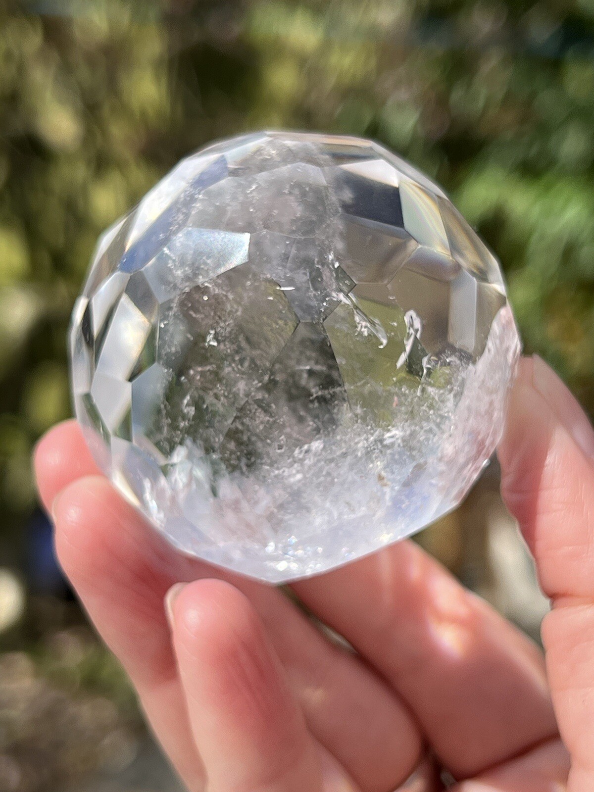 Clear Quartz Hand Faceted Large Crystal Ball AAA+ 48mm Diameter Freestanding 7