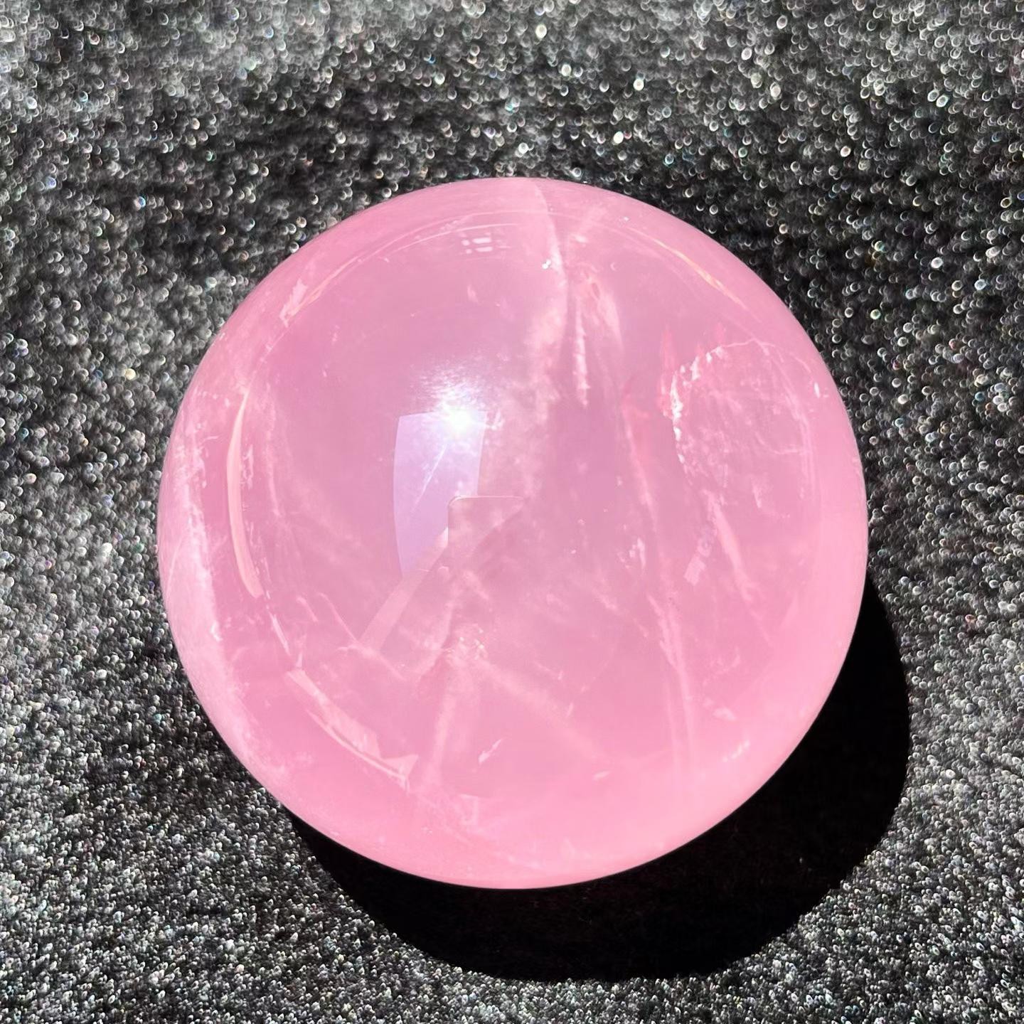 64mm Natural Six-ray starlight Pink Rose Quartz Sphere Crystal Ball Reiki Decor