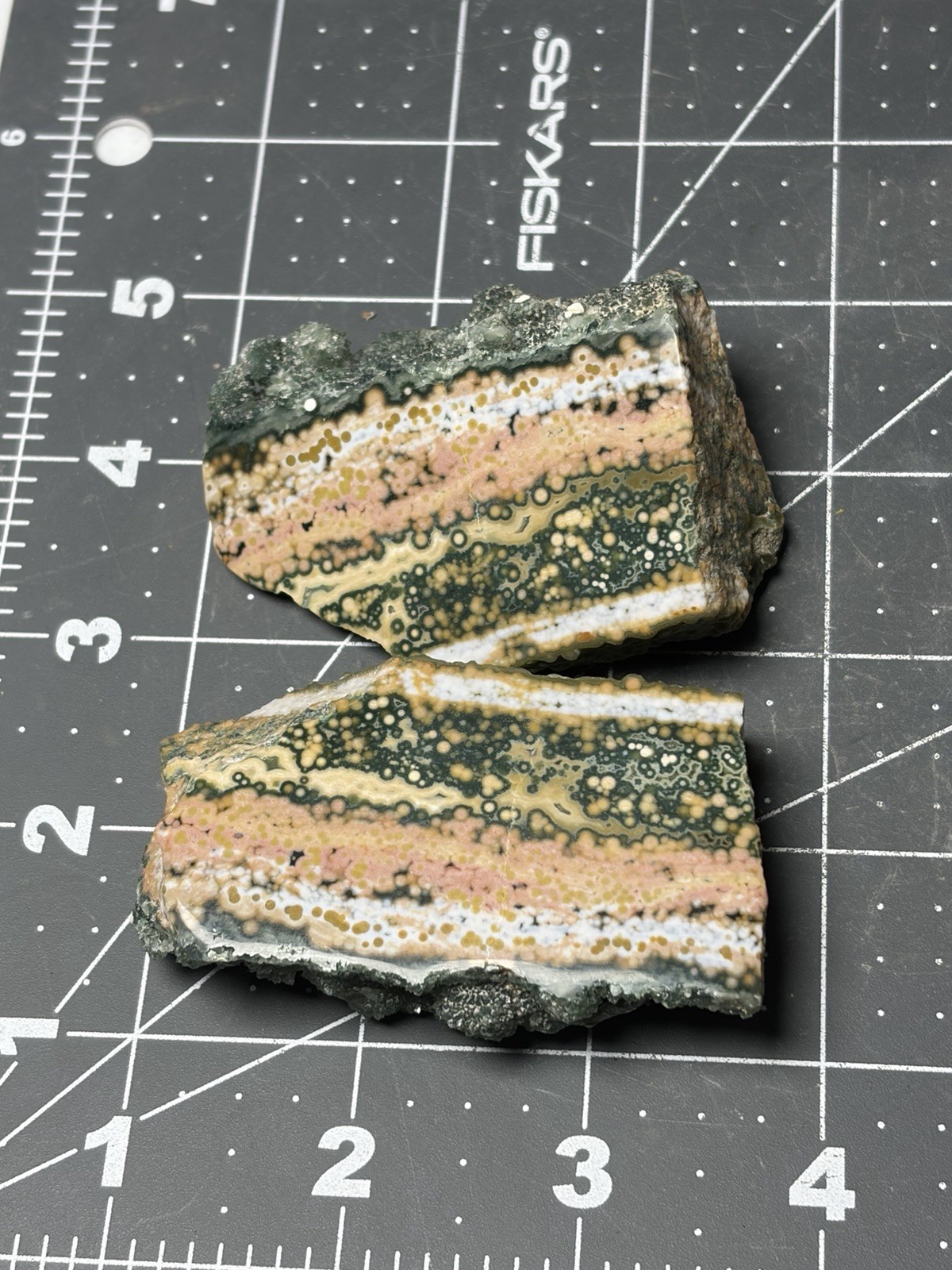 Excellent Ocean Jasper Face Polished Specimens Colorful Orbs Druzy