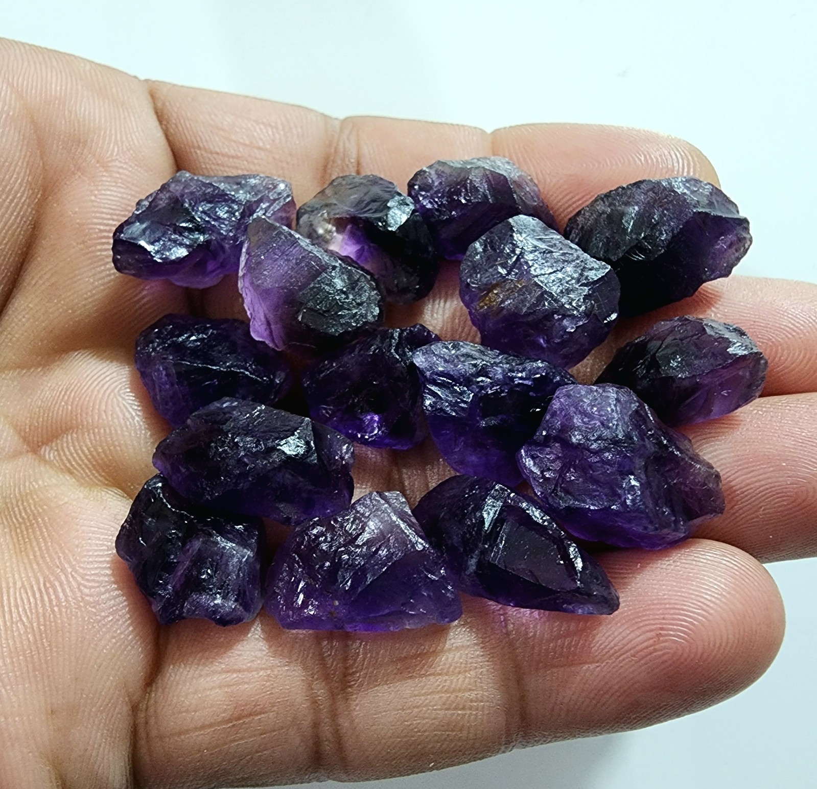 15 Pcs Awesome Purple Amethyst Rough Gemstone Chunks Size 17-21 MM Loose Rough