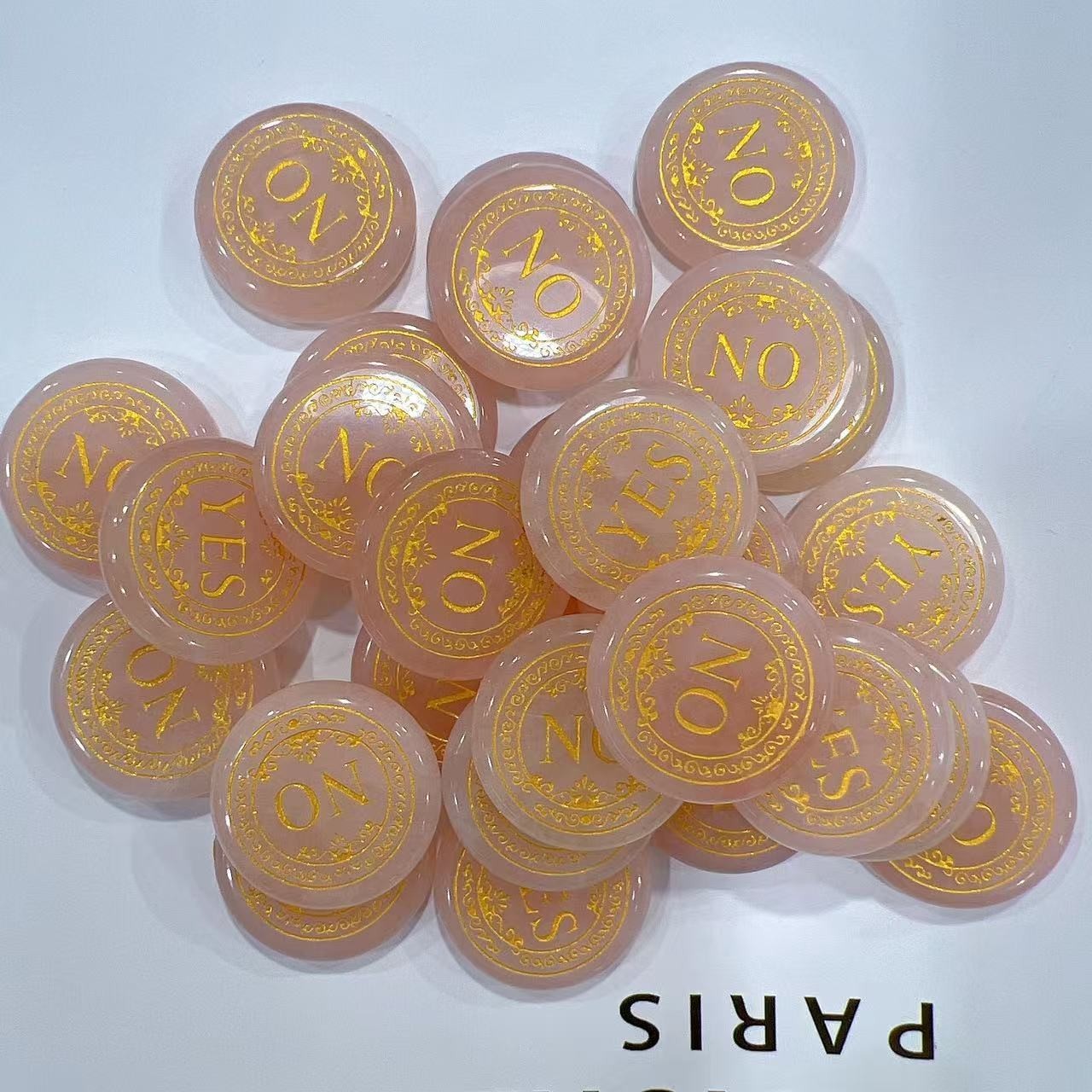 5PCS Crystal Yes No Decision Maker Coin Engraved Worry Stone Divination