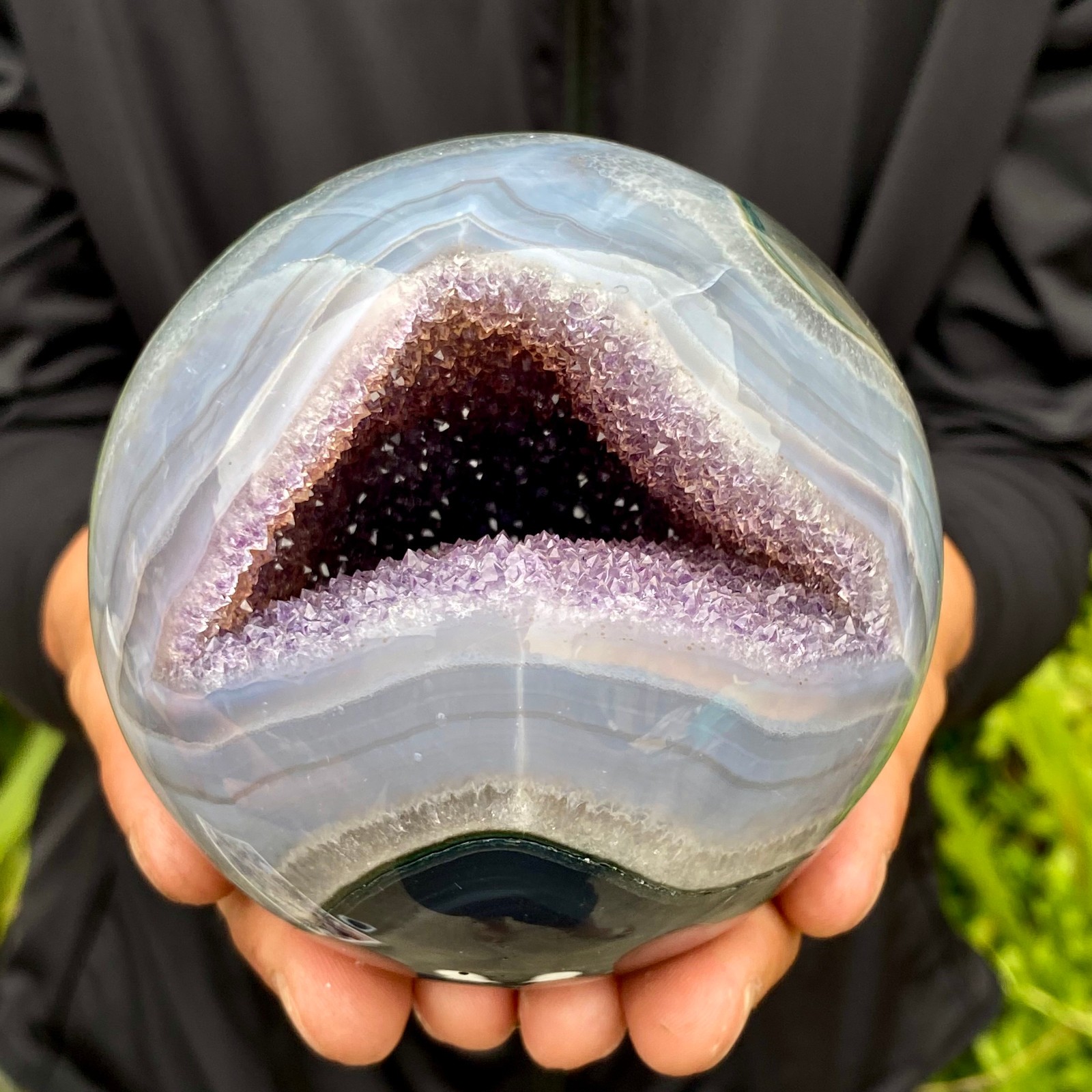 2.06LB Natural Amethyst Agate Ball Quartz Crystal Sphere reiki healing gem