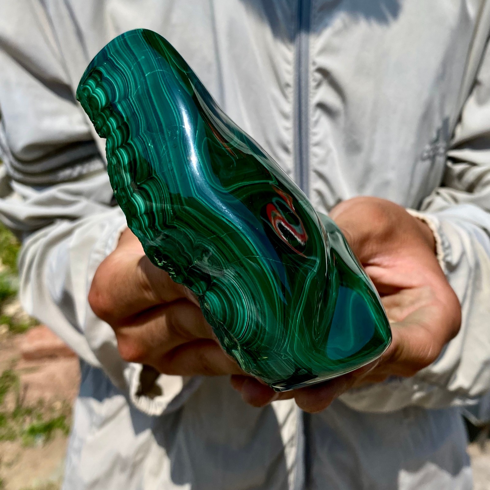 2.2LB Natural glossy Malachite transparent cluster rough mineral sample