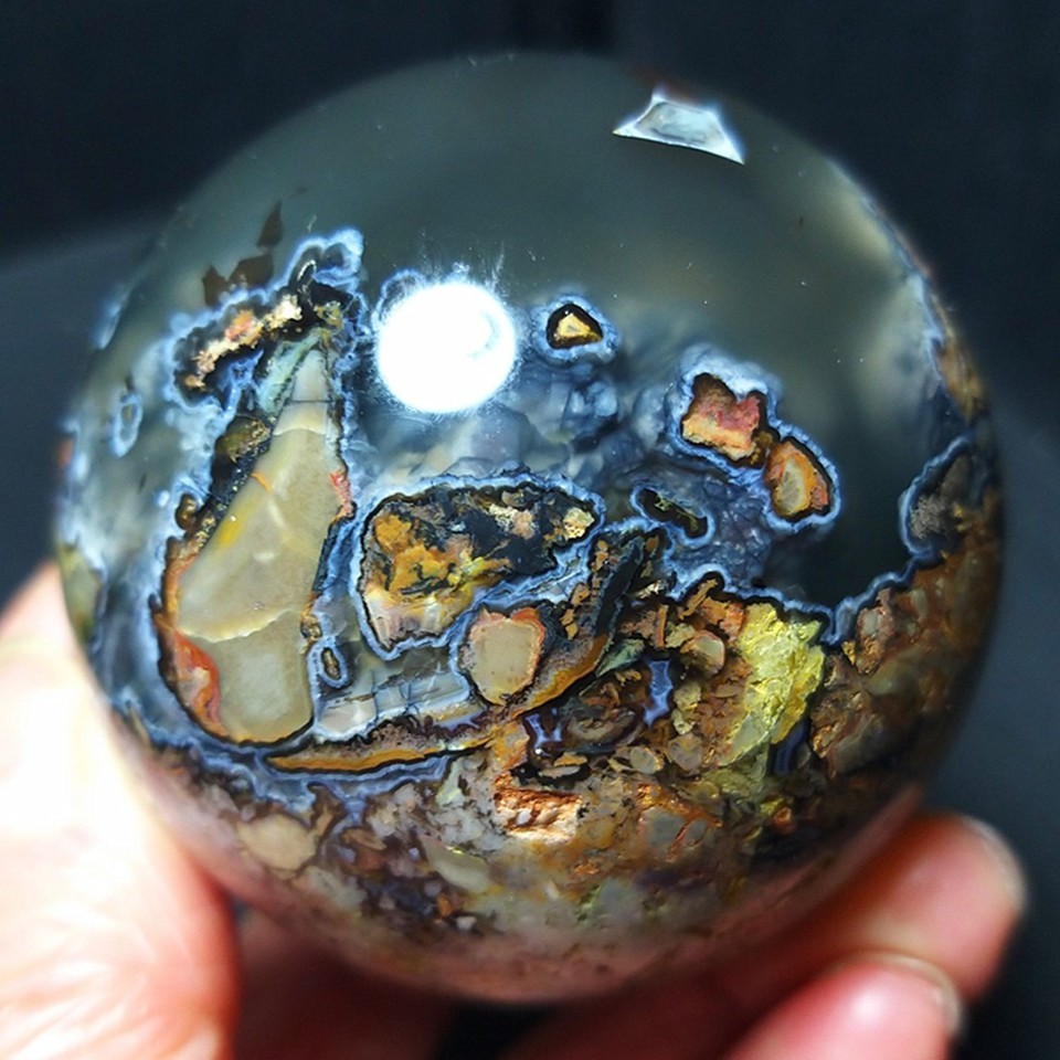 RARE 238.3g Natural Polished Colorful Agate Stone Ball Healing Madagascar AB1600