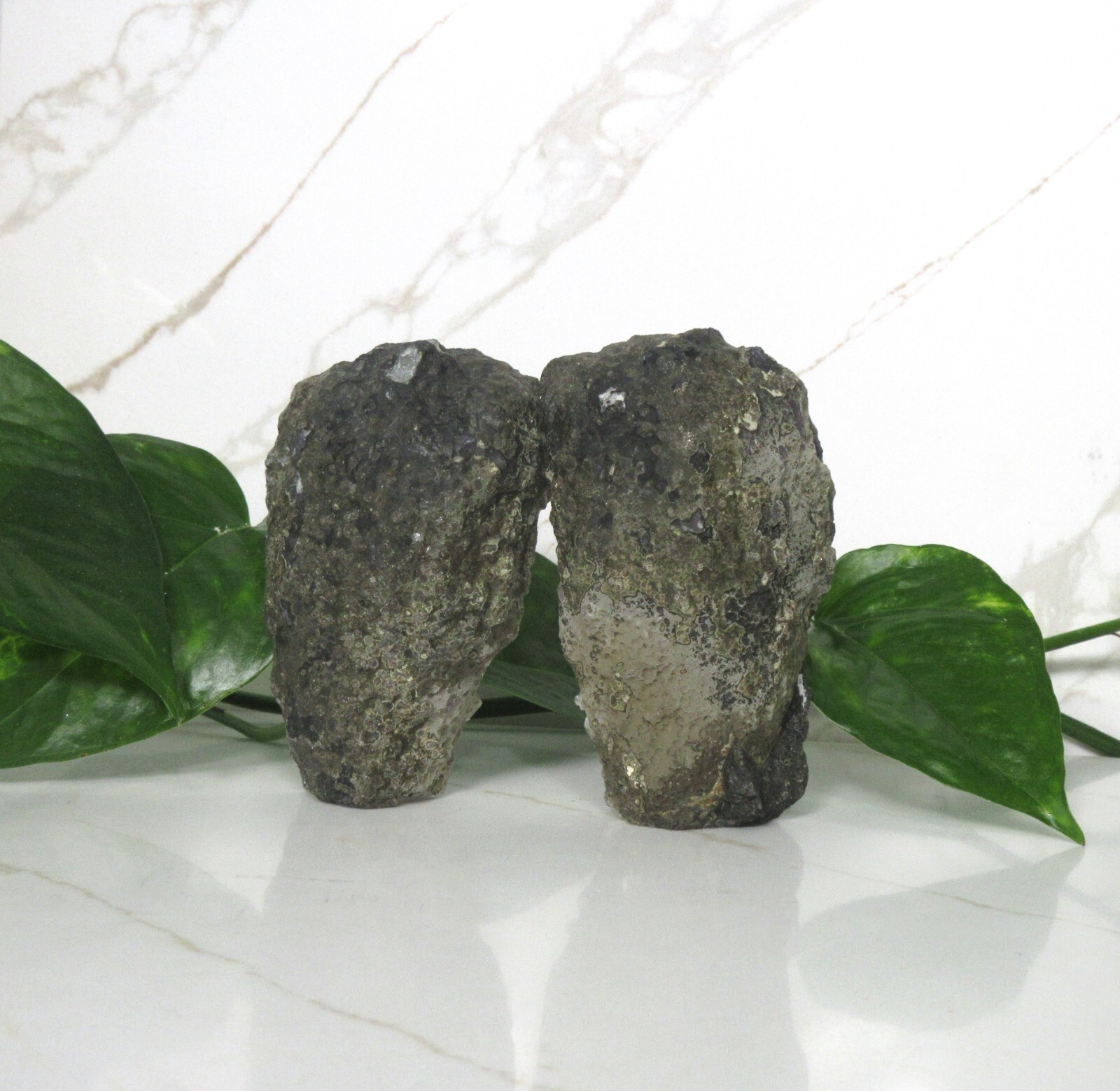 Blue Amethyst Crystal Geode Halves Set Blue Druzy Crystal Rare Gemstone Gift Set