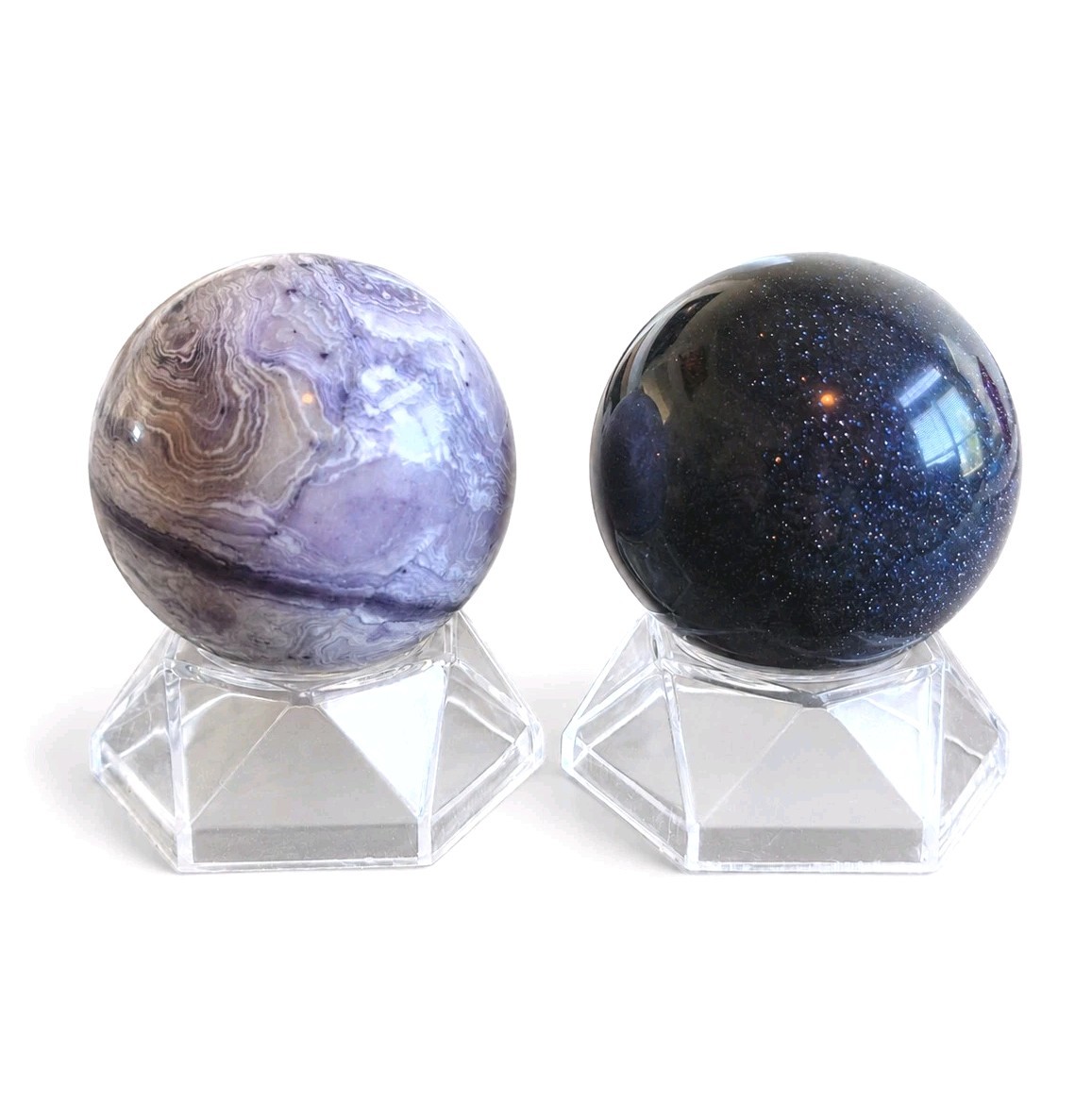 Lot Of 2 Natural Tiffany Stone & Blue Sandstone Spheres – USA