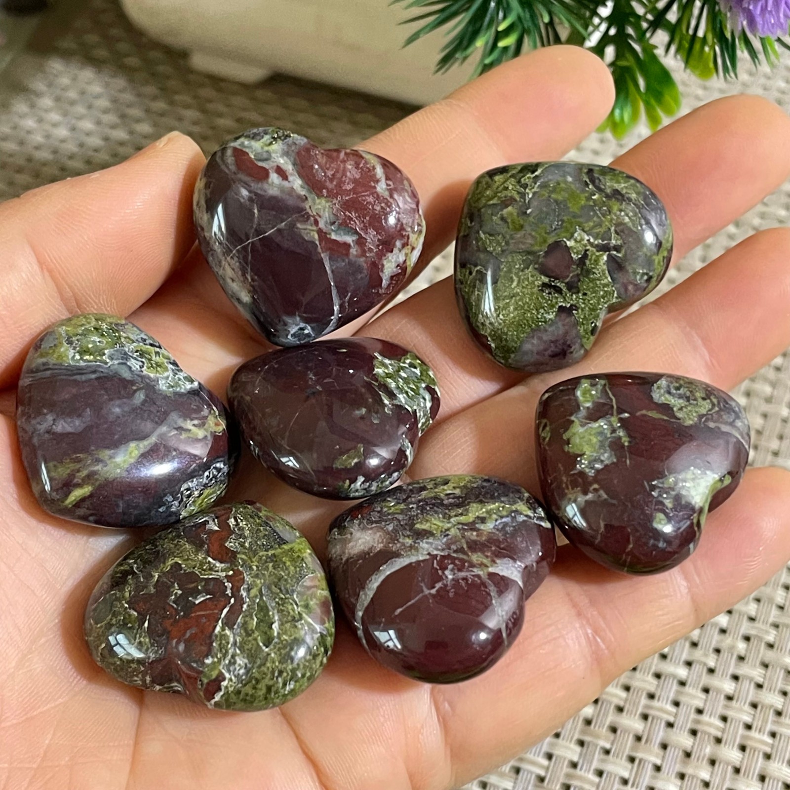 89g Raw dragon blood stone Jasper polishing polished Crystal 7pcs