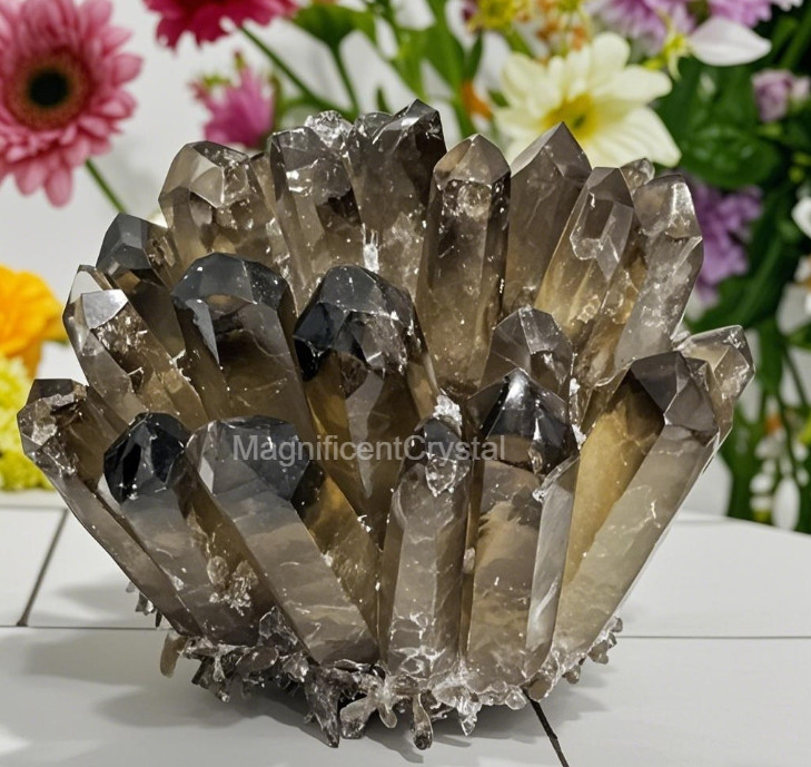 2025Rare 300G+Raw Smoky Quartz Crystal Cluster Natural Rough Geode Reiki Decor