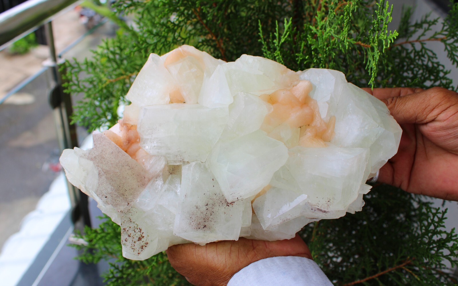 Green Apophyllite Crystals With Stilbite On Matrix Minerals Specimen