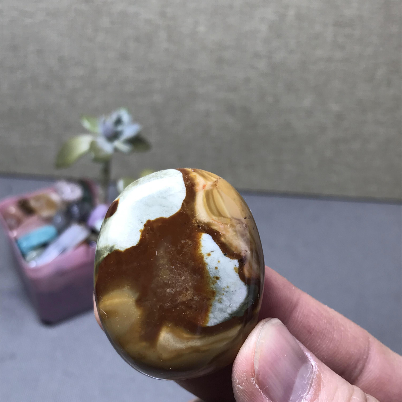 43mm Rare Natural Ocean Jasper polish/rough Crystal tumbled 40g A6034