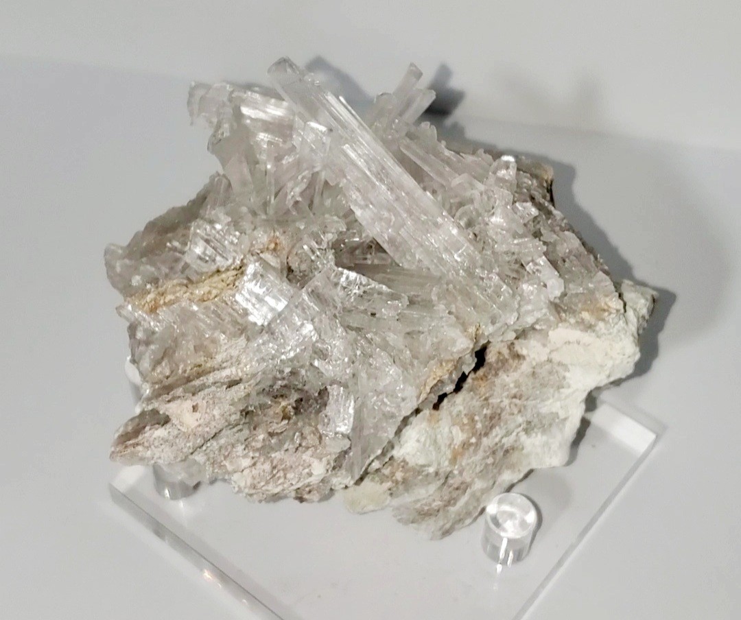 418g Hydroboracite with Gypsum Selenite Cluster