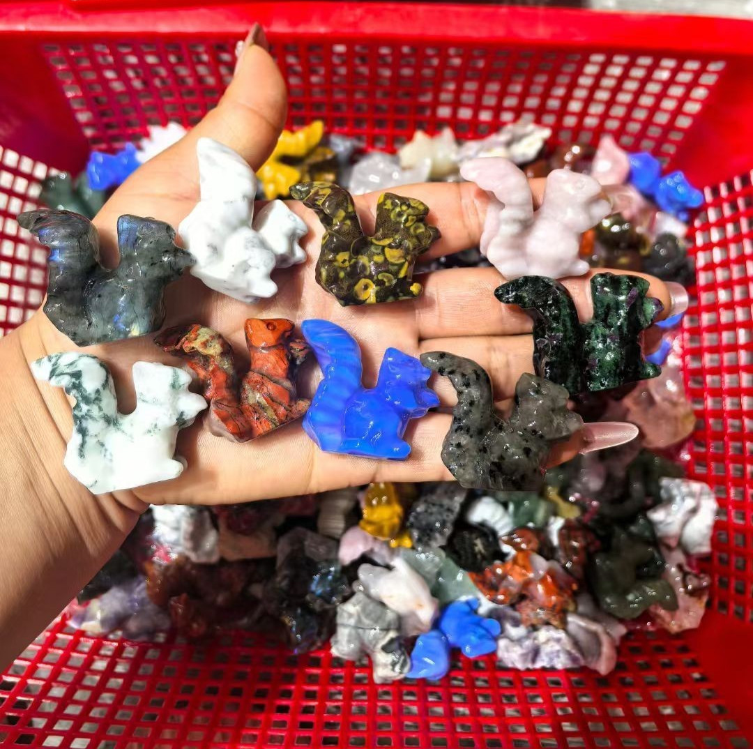 50PC Natural Mixed squirrel skull Carved Quartz Reiki Hallowmas Crystal gift GEM