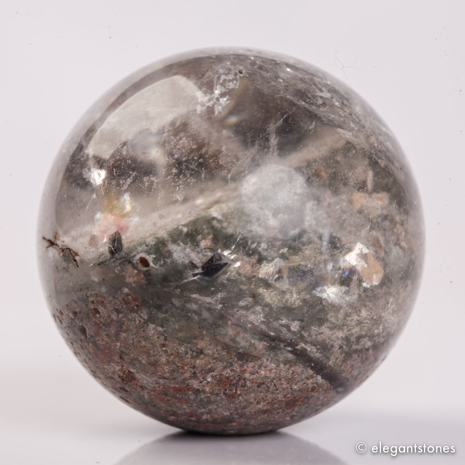 59g35mm Natural Garden/Phantom/Ghost/Lodolite Quartz Crystal Sphere Healing Ball