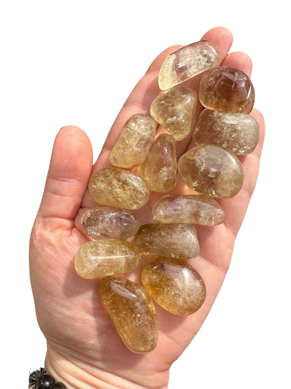 Natural Citrine Tumbled Stone, Light Color, Grade B, Natural Citrine from Zambia