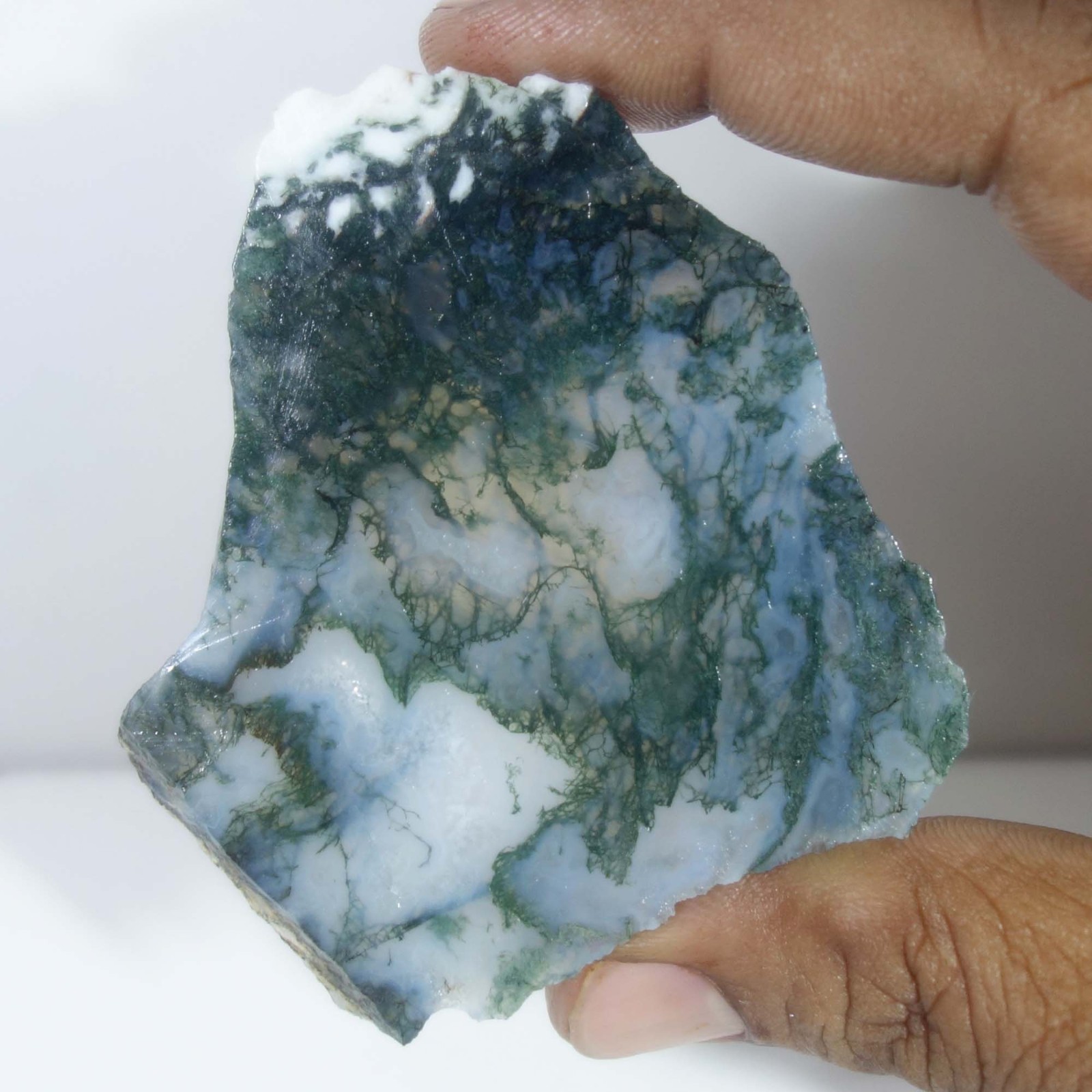 Seaweed Green Moss Agate Slice Slab Rough Natural Gemstone Loose 188.20 Cts