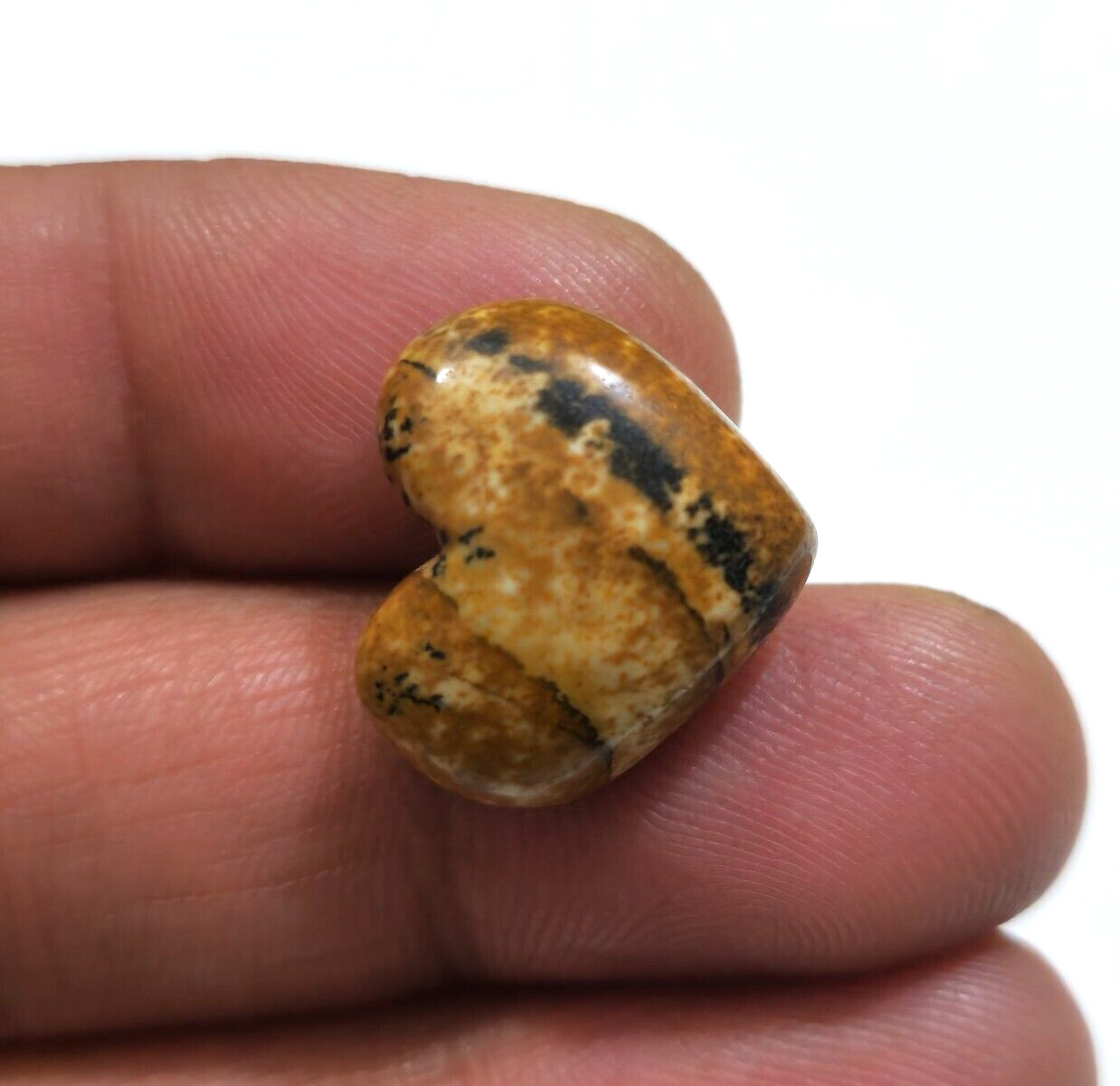 Natural Picture Jasper Heart Shape Cabochon 19.70 Crt Loose Gemstone For Jewelry