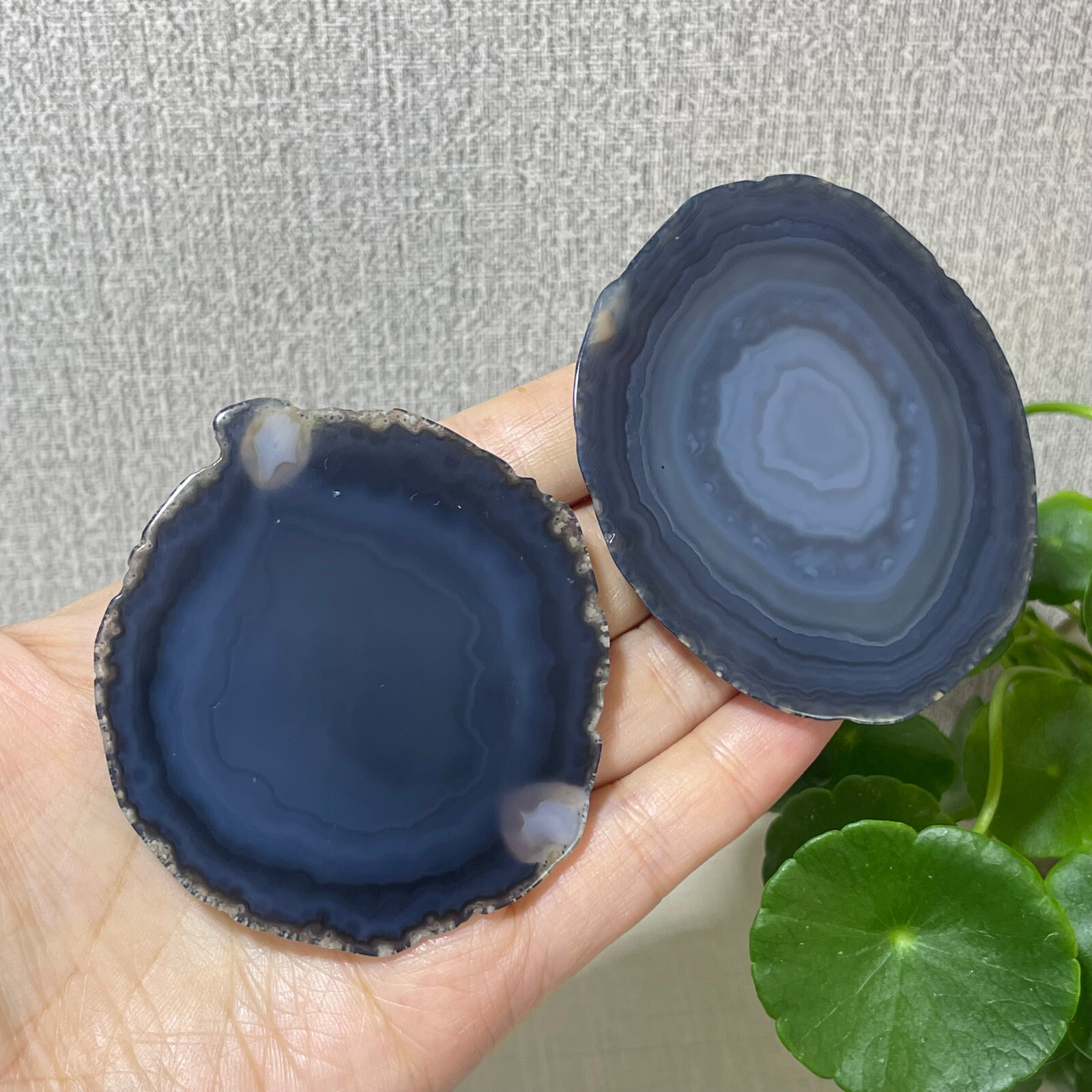 2pcs Brazilian Agate Geode Slab/Slice- Natural Druzy quartz crystals 87g a7712
