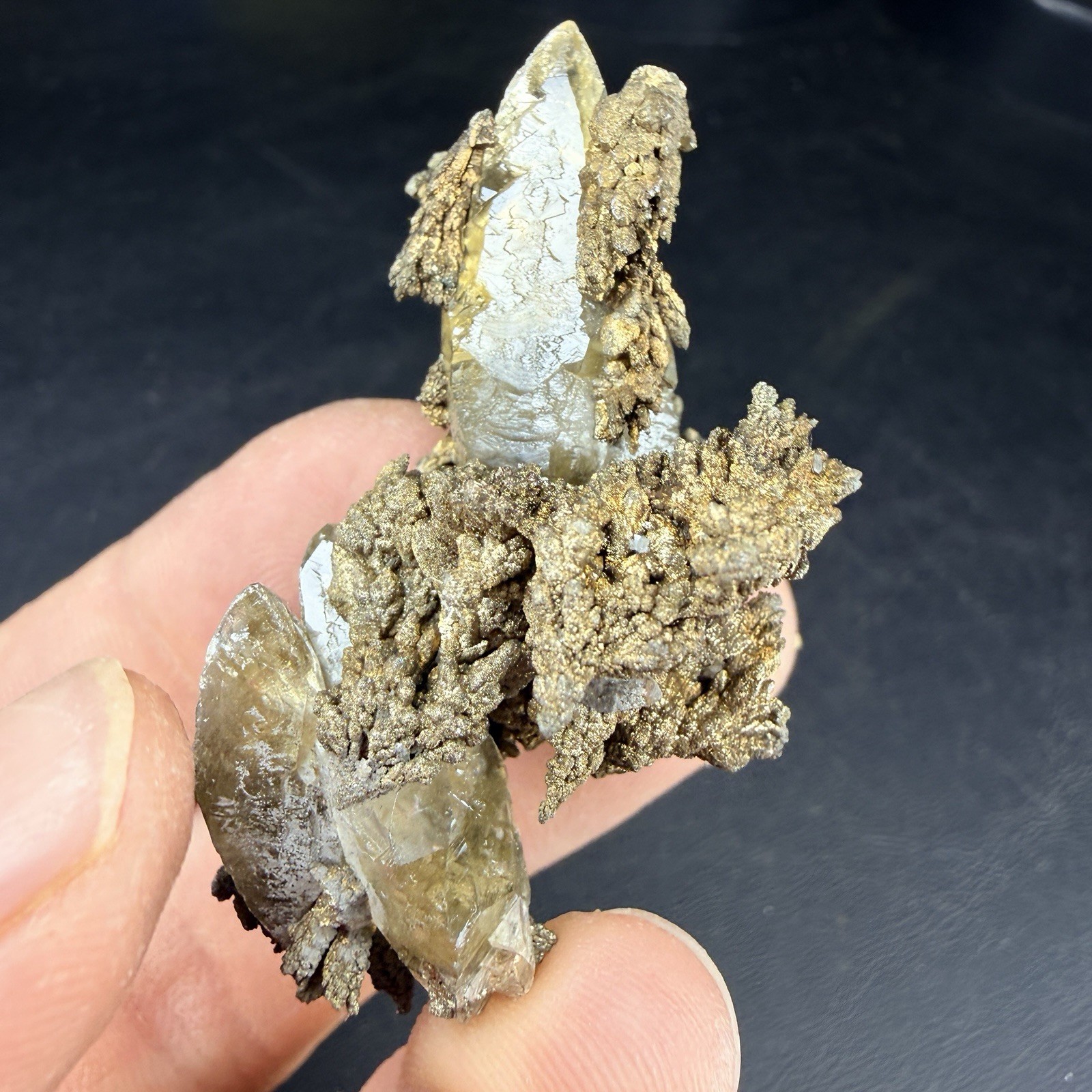 Golden Calcite Flower Chalcopyrite Crystal Combo / Sweetwater Mine *Video*