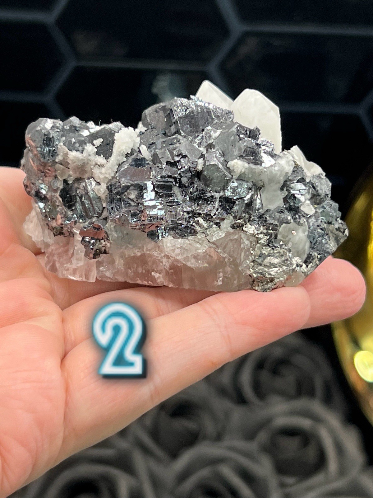 Natural Galena & Quartz Inner Mongolia* Some Fluorite uvreactive* Free ship gift