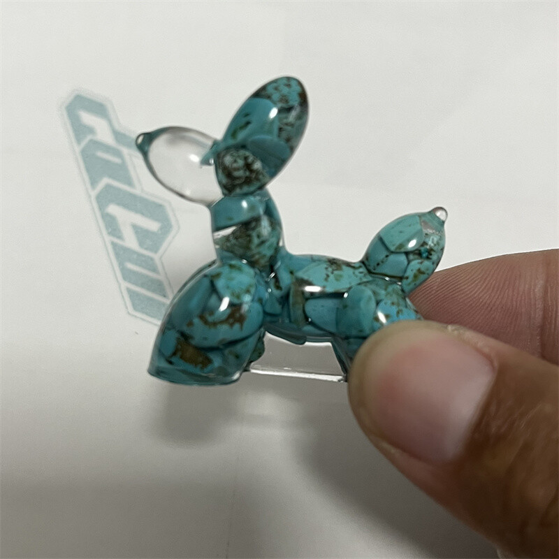 5pcs Natural Quartz Crystal Balloon Dog Healing Chip Stone Epoxy Resin Figurine