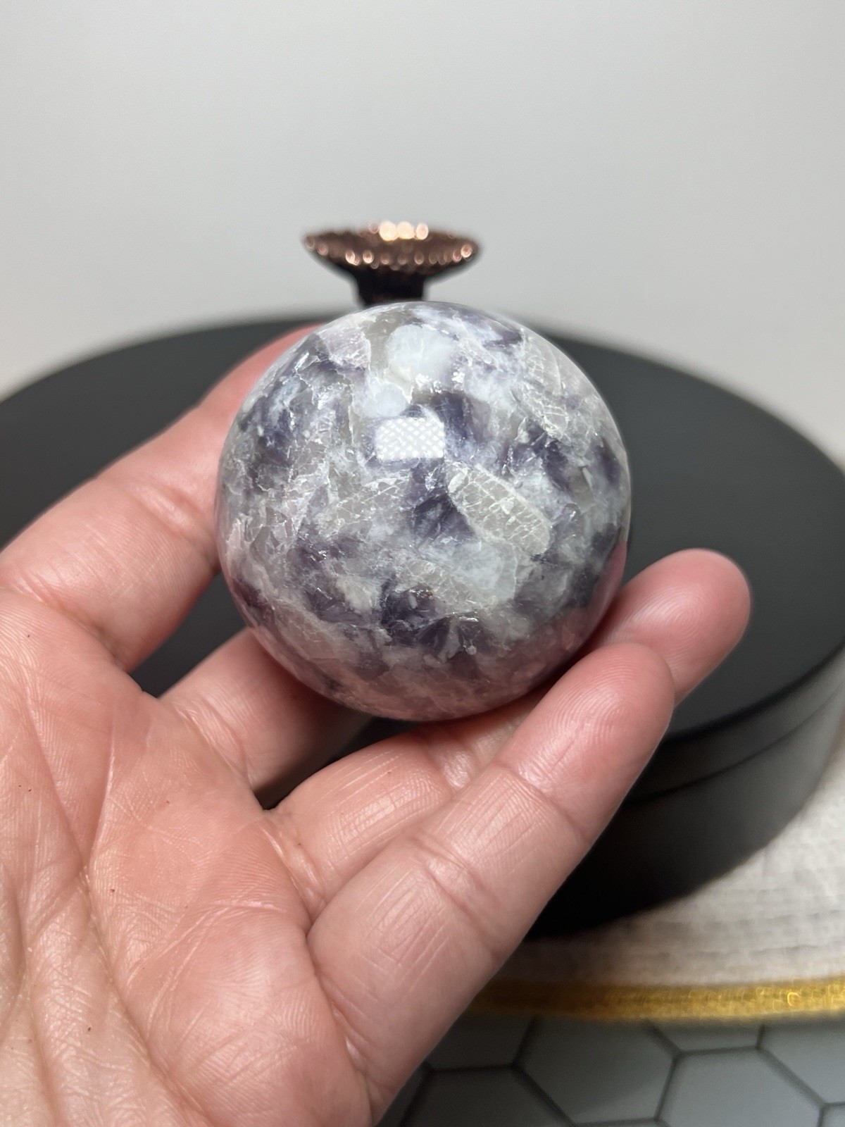 Lepidolite Sphere w/holder – 49mm – see pics
