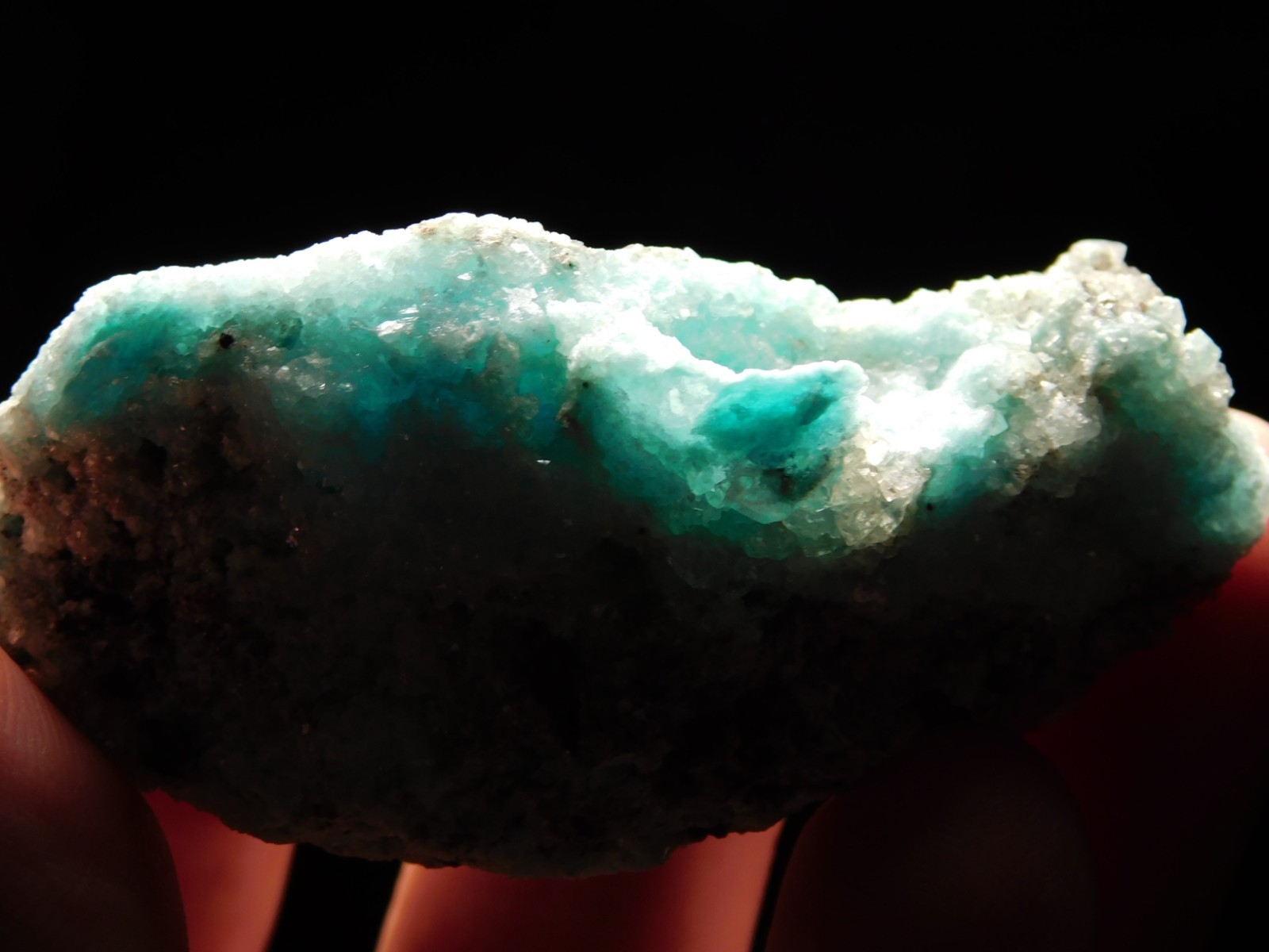 Light BLUE! CHRYSOCOLLA Cluster Under Translucent Druzy Quartz Mexico 77.0gr