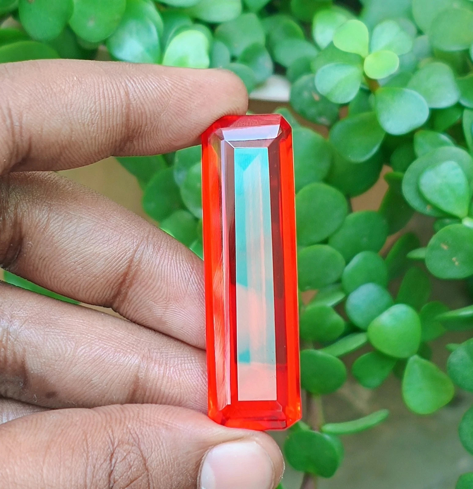 Certified 80 Carat Red Orange Topaz Baguette Cut Flawless Loose Stone Rare Find