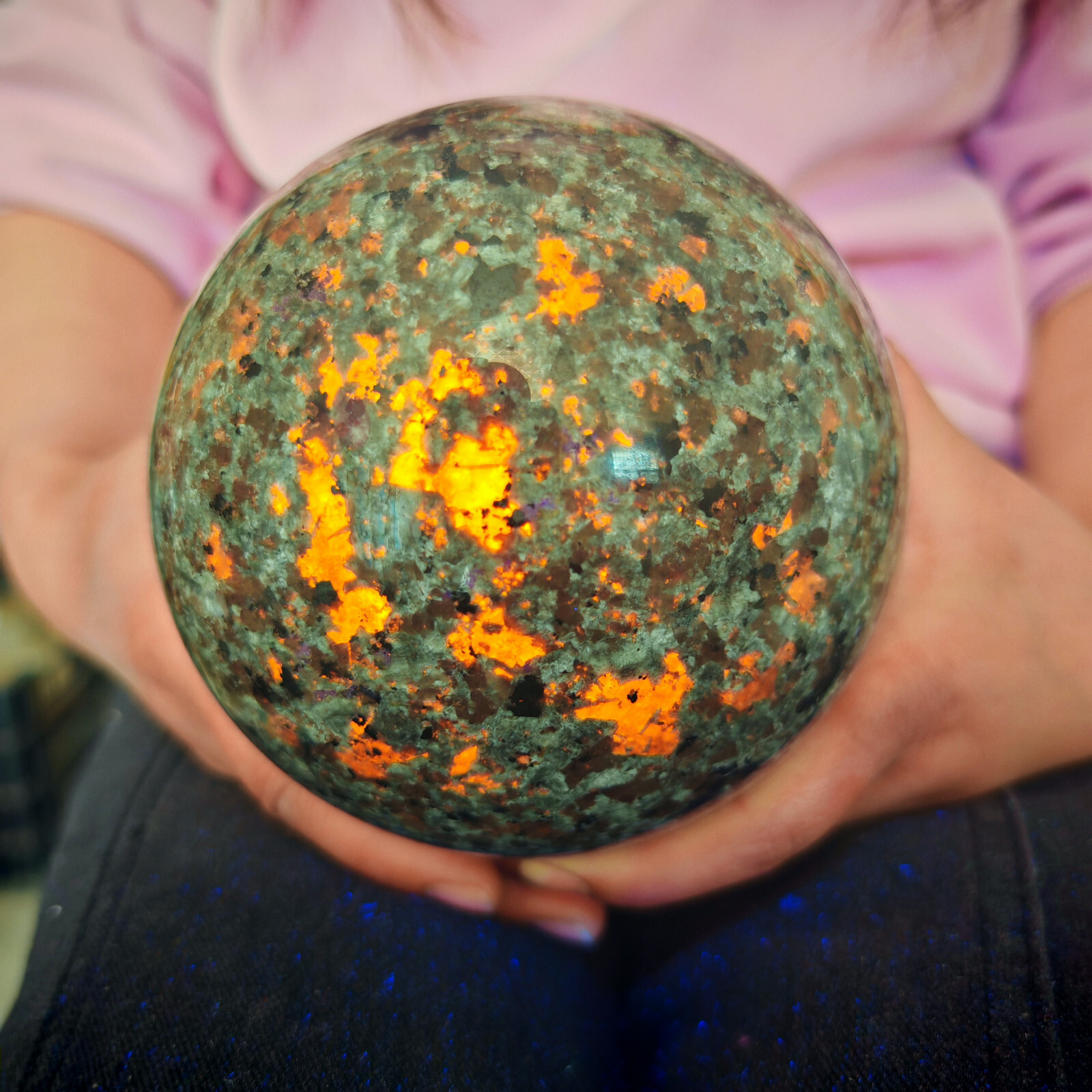 6.6LB Natural Flame Stone Ball Body Crystal Ball Spiritual Healing 3000g