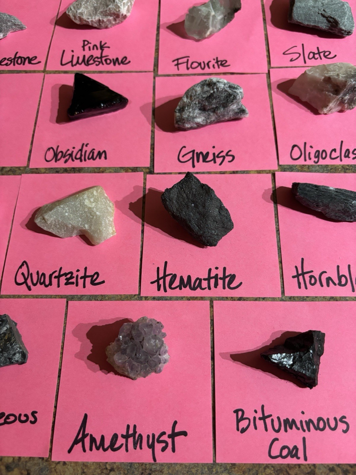 Individually bagged rock and mineral samples with scratch plate. Rock Collecting