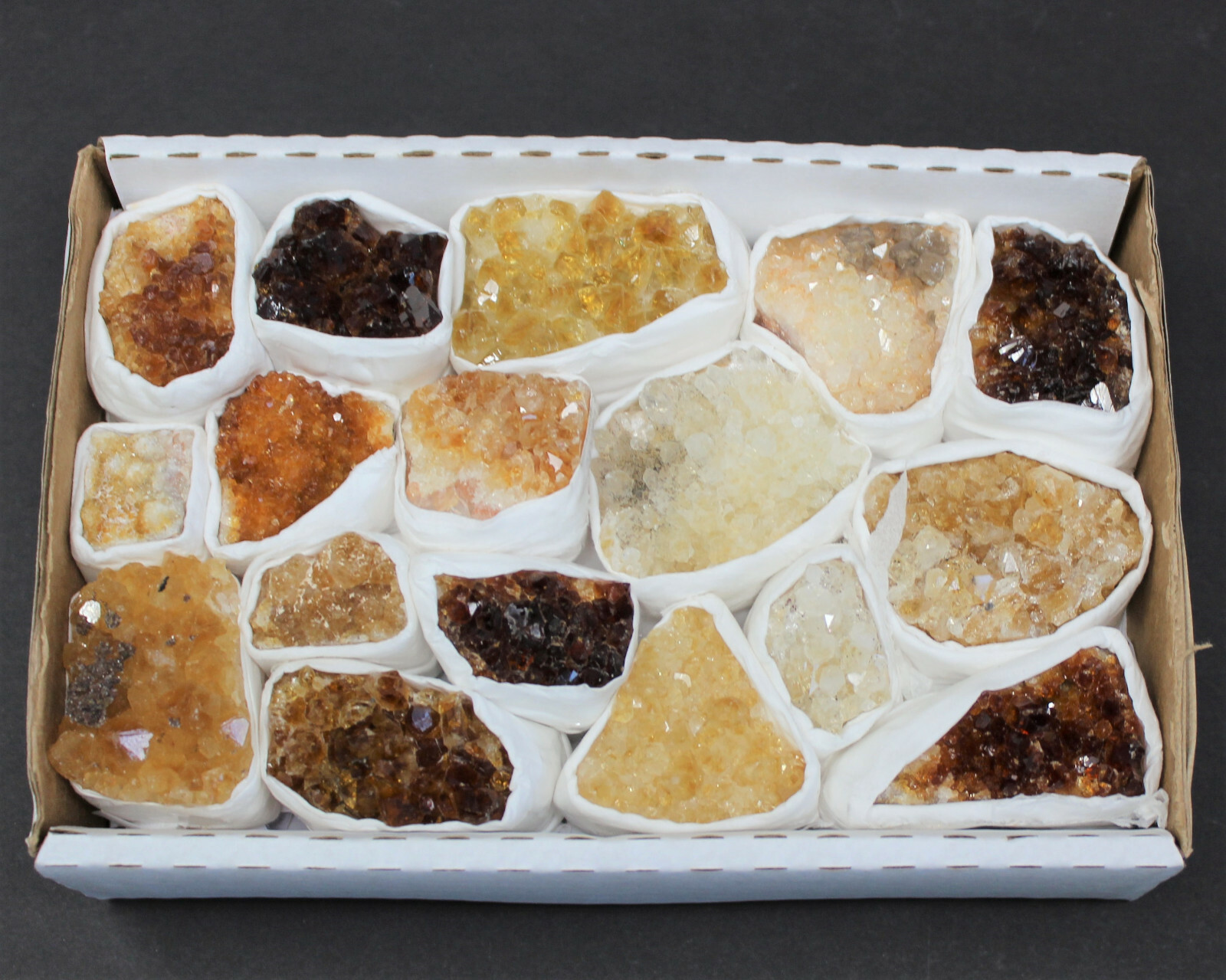 Citrine Crystal Clusters Box: Wholesale Bulk 7-10 Piece Lot B Grade Citrine Flat