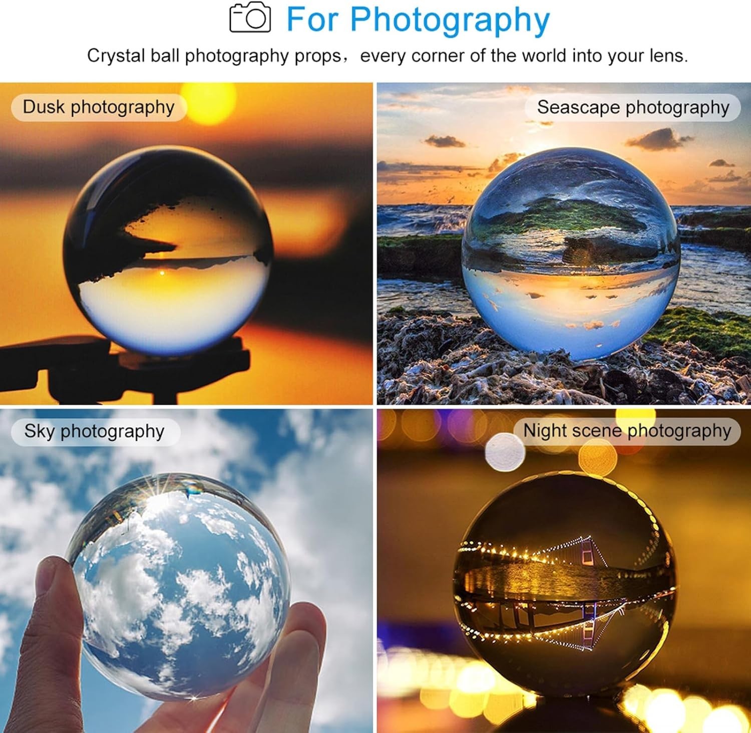 Clear K9 Crystal Sphere for Photography & Decor with Stand – Art Deco Charm