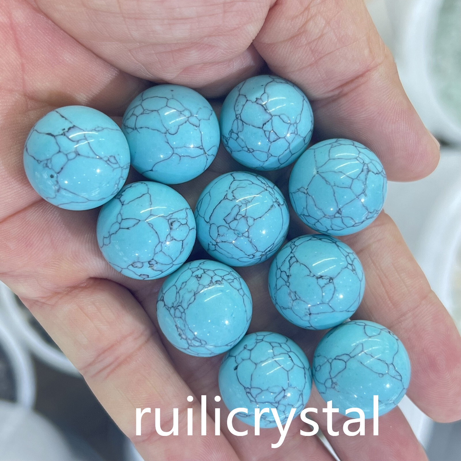 Wholesale Lot 7 pcs turquoise Sphere Crystal Ball Energy Healing20mm
