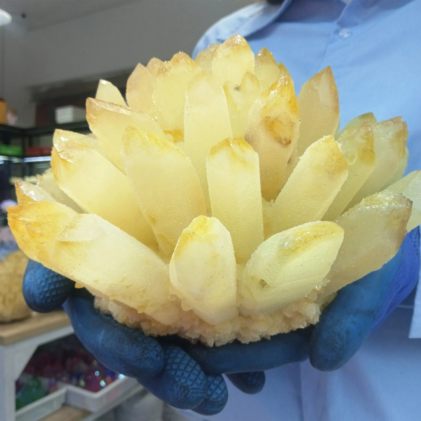 Natural Yellow Ghost Quartz Cluster Yellow Crystal Cluster Mineral Healing Stone