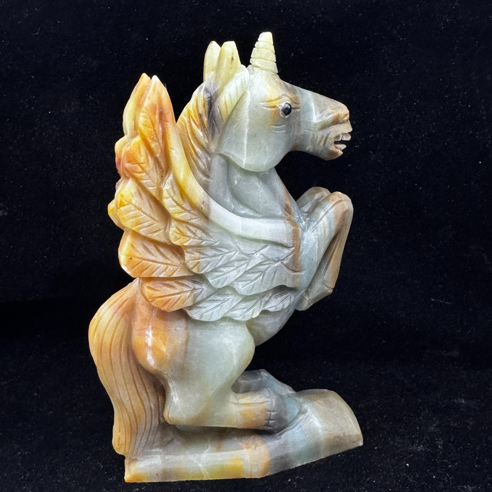 Hand Carved Amazonite Pegasus Statue – Healing Crystal Horse Spiritual Decor