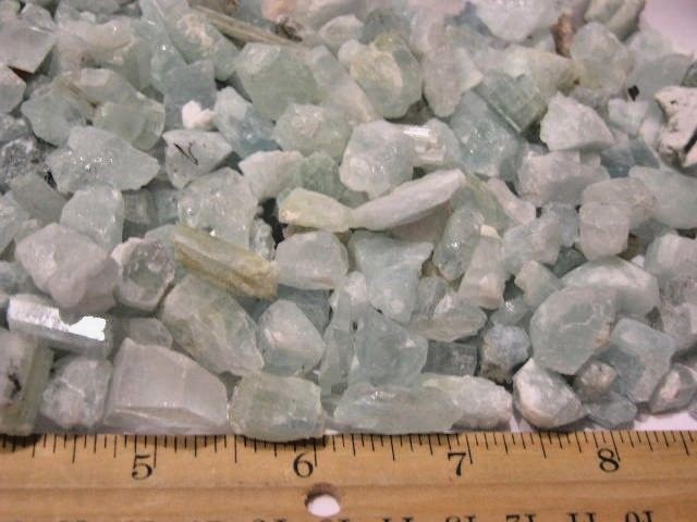 Aquamarine crystal Afghanistan smaller pieces 1/4 to 1 inch 1/2 pound 90+ pieces