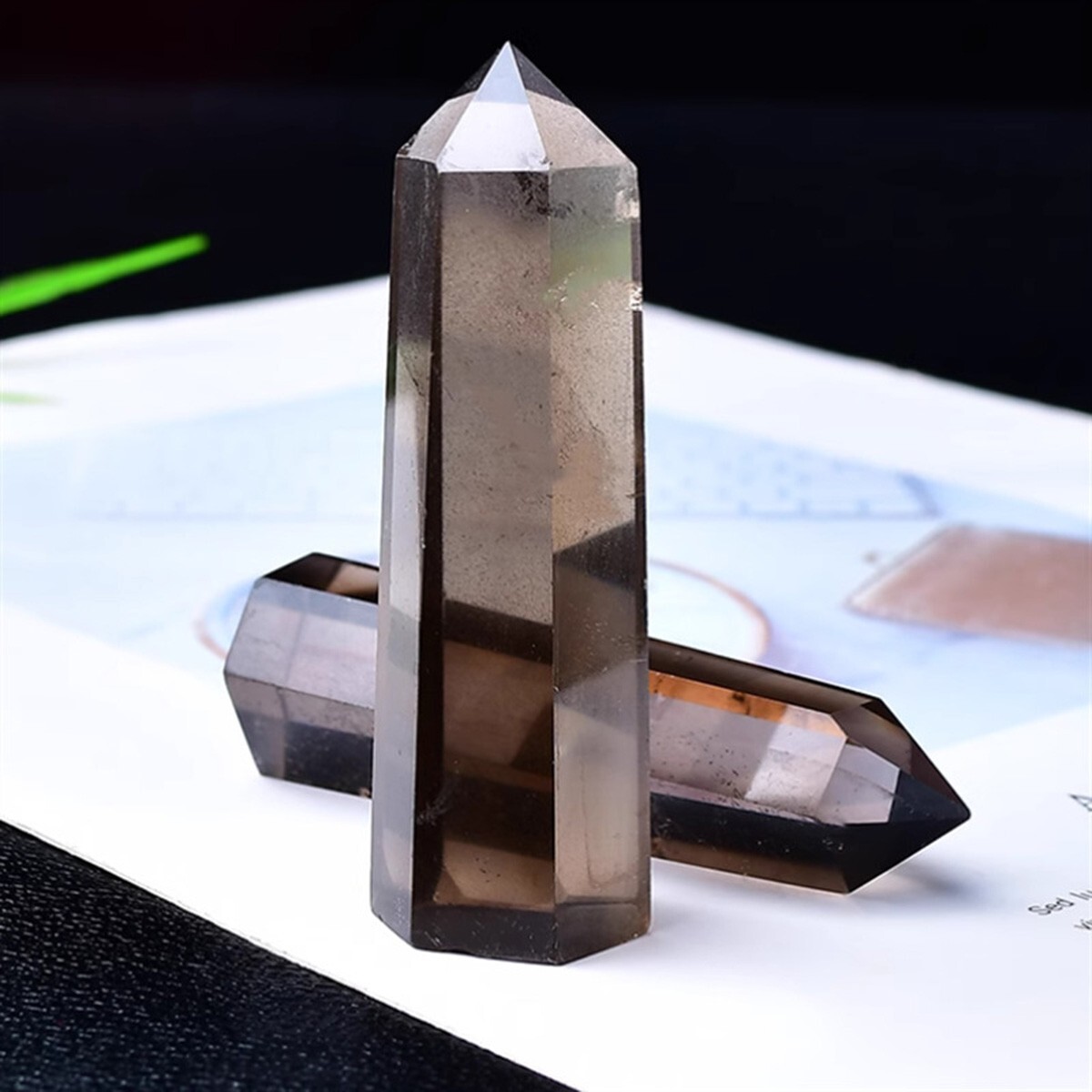 Smoky Quartz Crystal Tower Point Wand – Healing Crystal Obelisk Mineral Specimen
