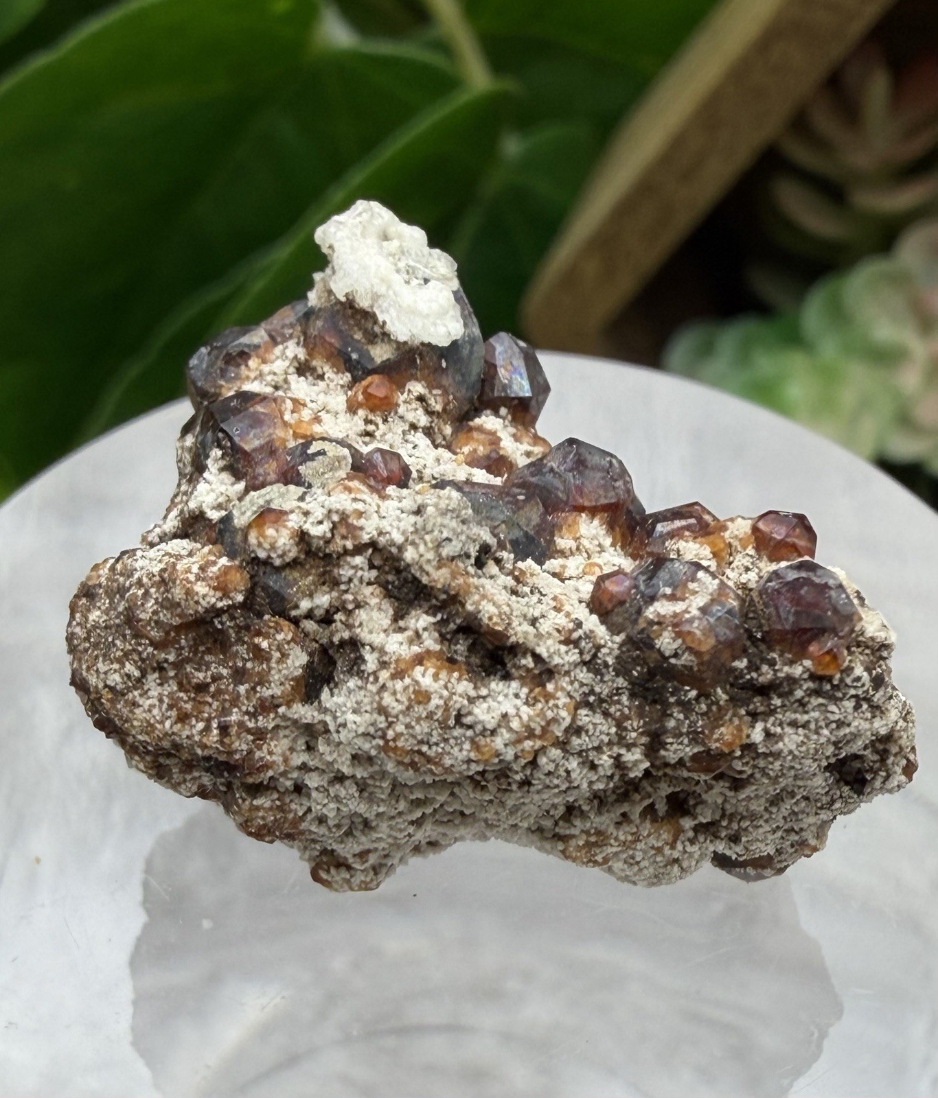 Crystal 13g Garnet & UV Reactive Hyalite Opal Cluster Specimen Mineral Raw