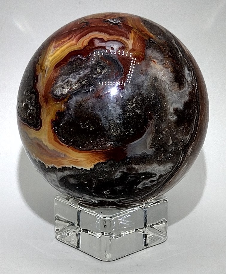 Mexican Crazy Lace Agate Sphere 58.5mm Druzy Crystal Ball Collector Display (11)