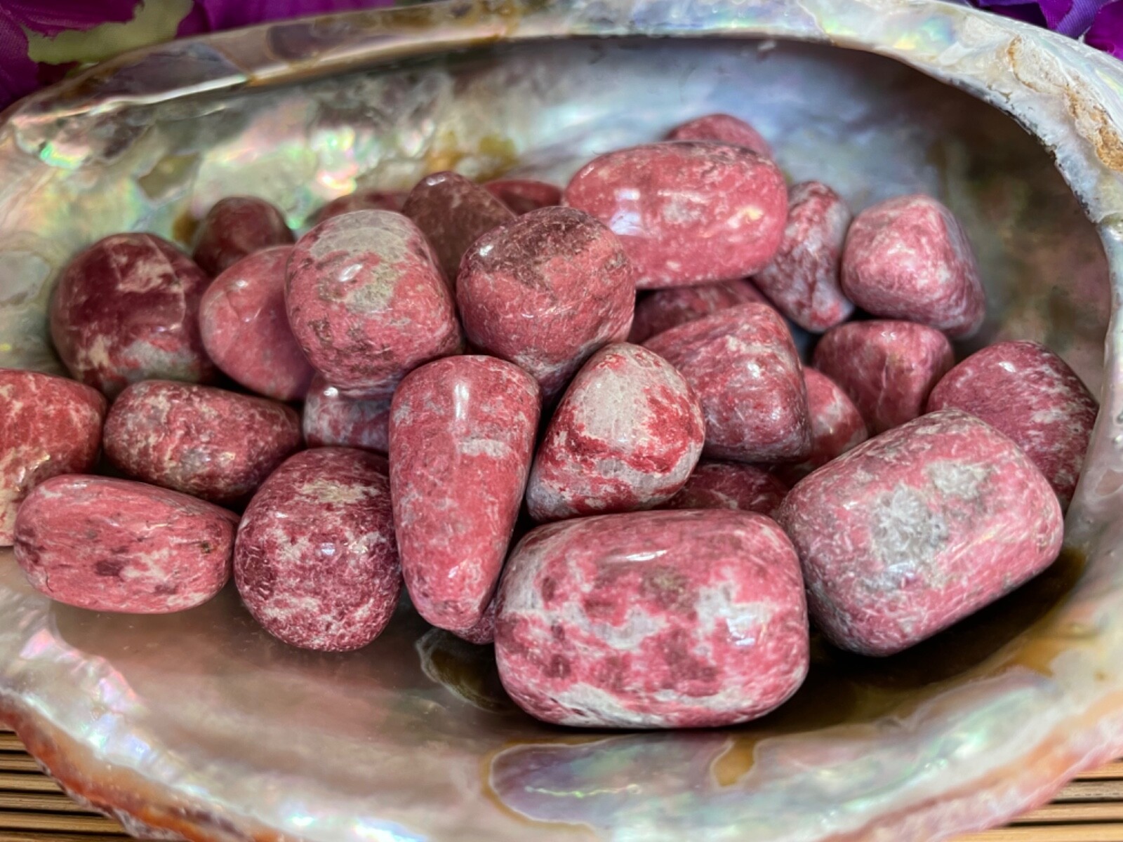 1X Pink Thulite Tumbled Stone 20-25mm Reiki Healing Crystal Speaking Introverts