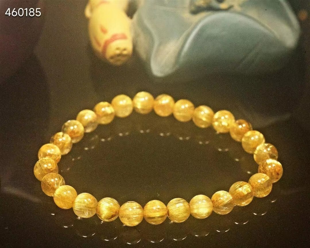 Fashion Design Natural Gold Rutilated Quartz Round Beads AAAA 7mm