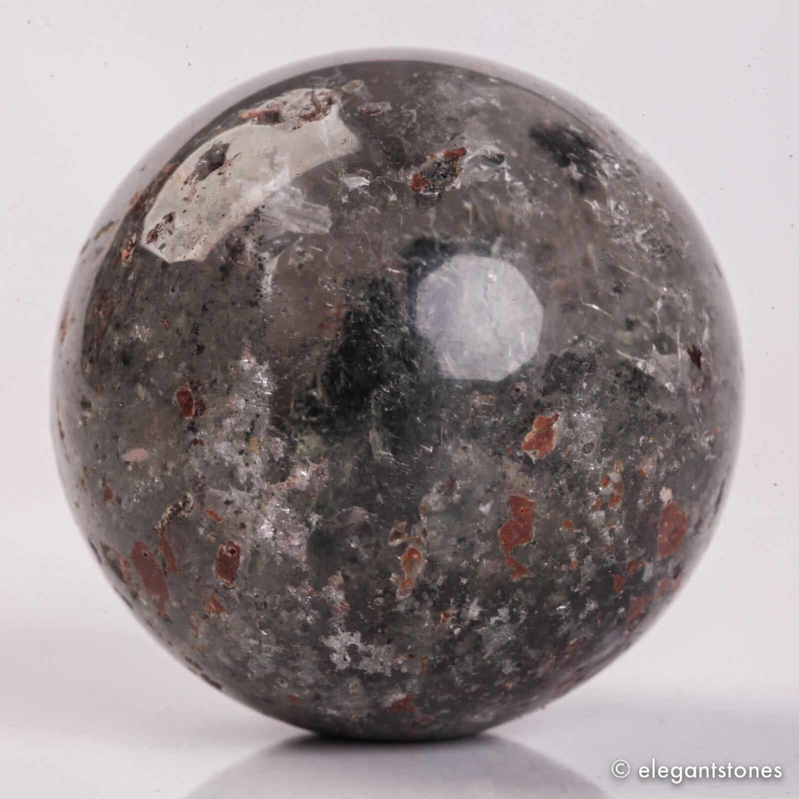 56g34mm Natural Garden/Phantom/Ghost/Lodolite Quartz Crystal Sphere Healing Ball