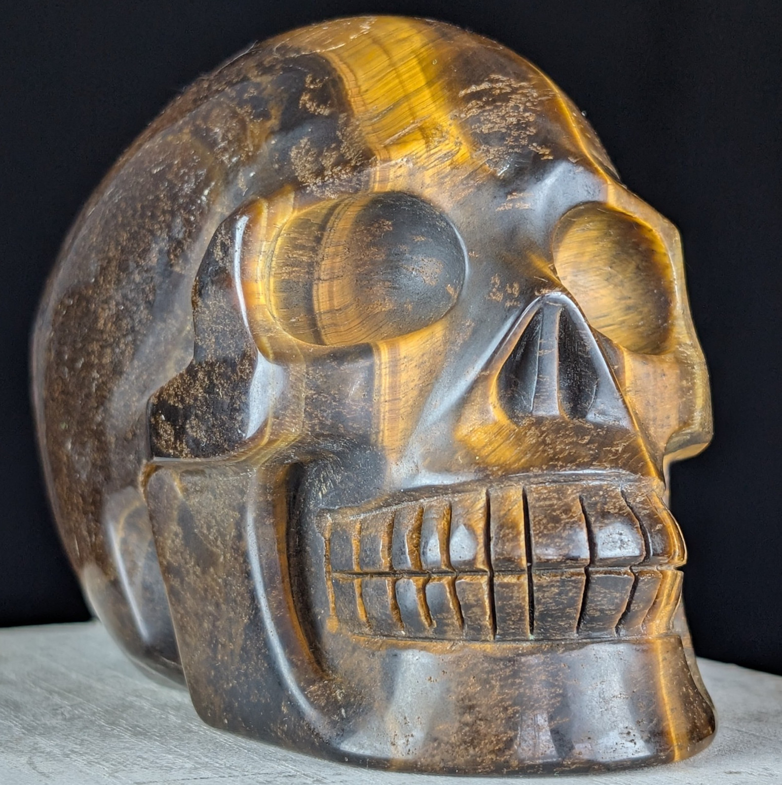Tiger Eye Skull Crystal Gemstone Large Chakra Reiki Carving Mineral