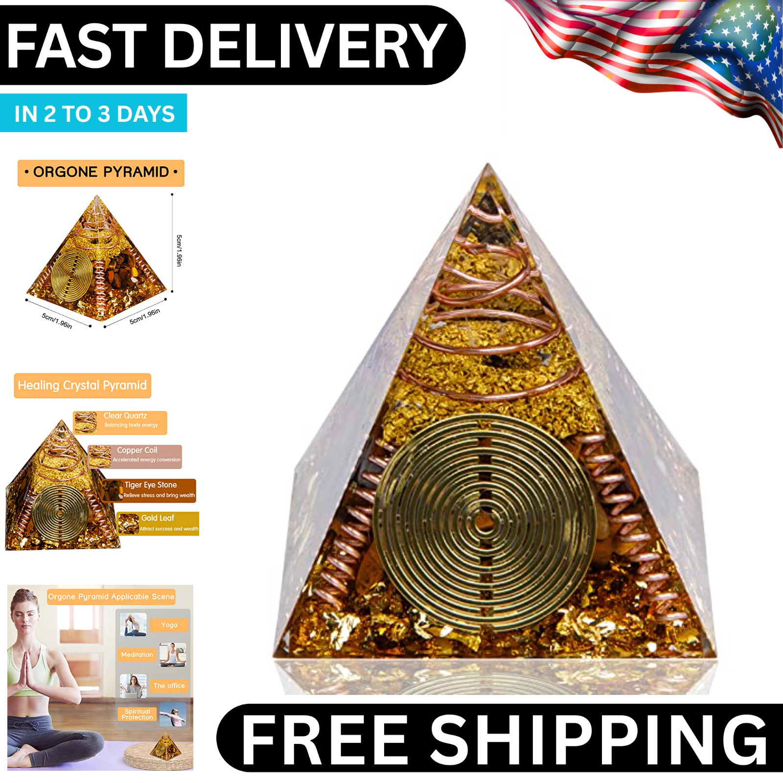 Orgone Pyramid Energy Generator Emf Protection Healing Meditation Orgonite USA