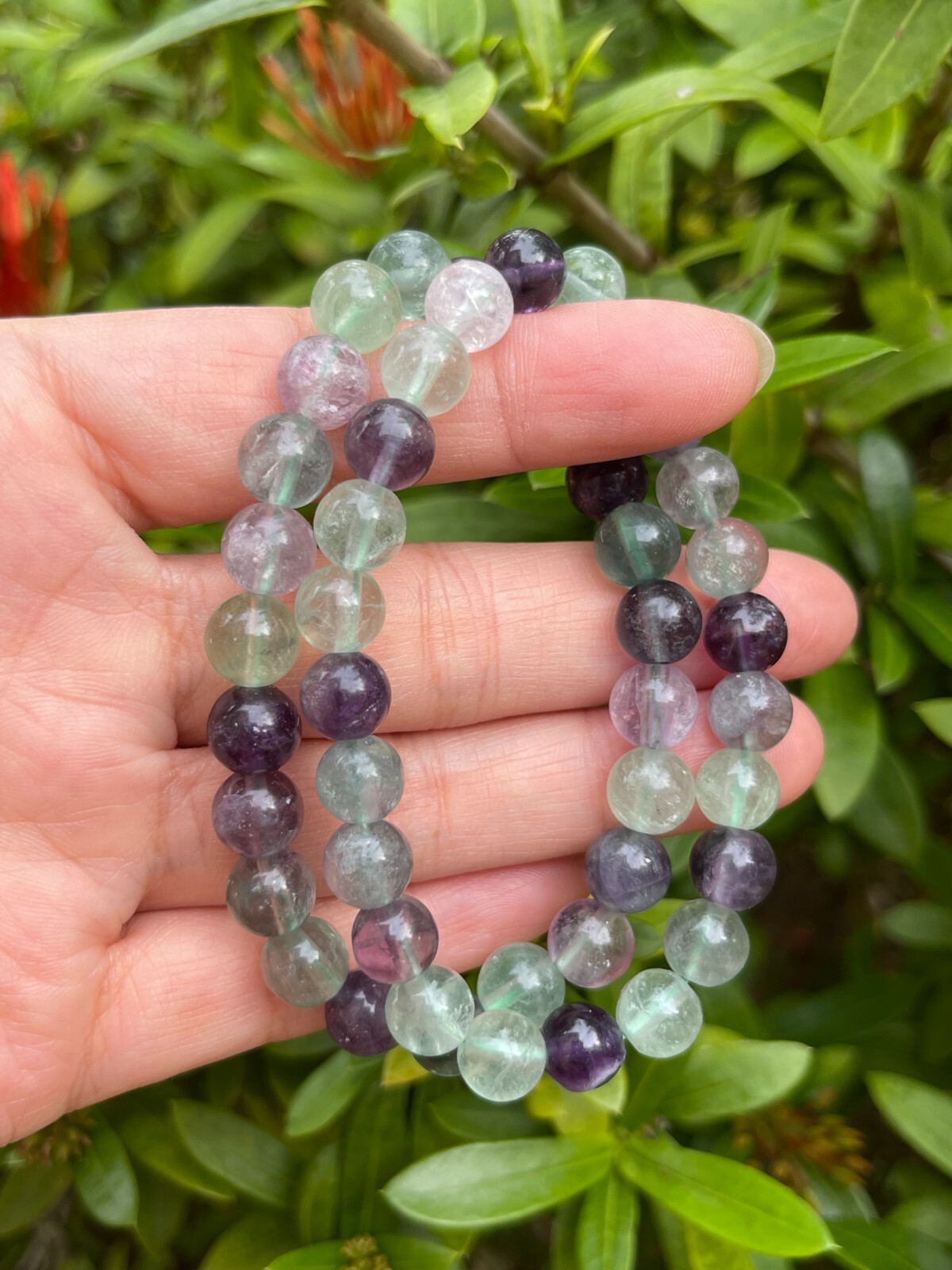 Grade A++ Fluorite Crystal Bead Bracelet 8mm, Genuine Fluorite Gemstone Bracelet