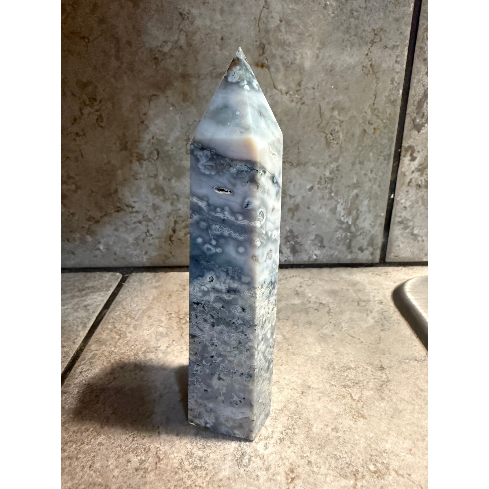 Ocean Jasper Tower Crystal Stone Gem 6 in tall 13 ounces