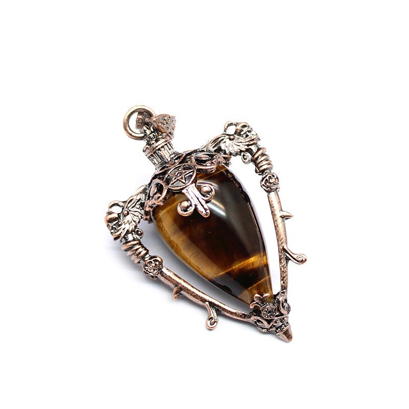 3-5PCS Natural stone crystal retro style bottle necklace tiger eye stone pendant