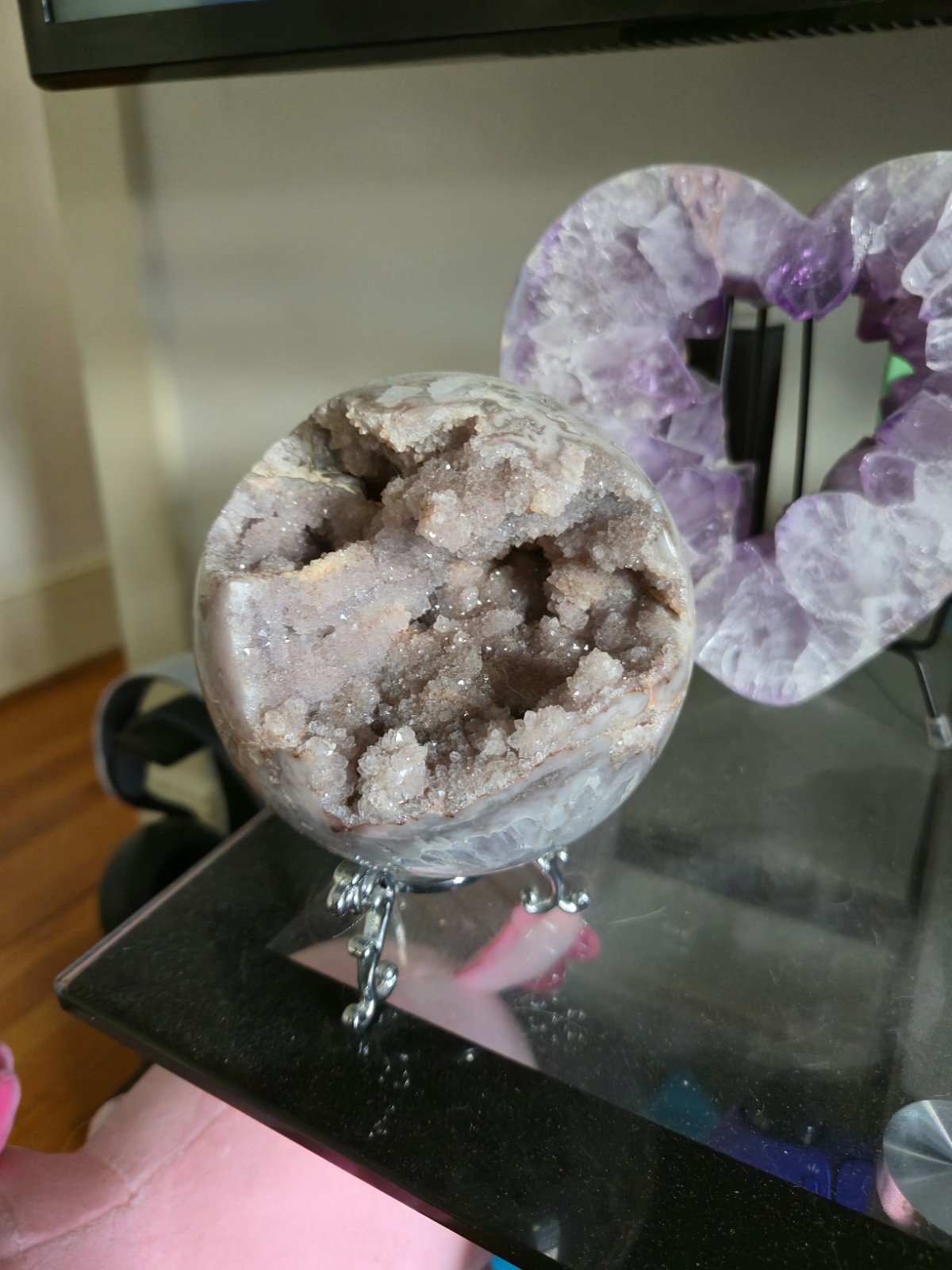 110mm Large Druzy Pink Amethyst Sphere Natural Crystal