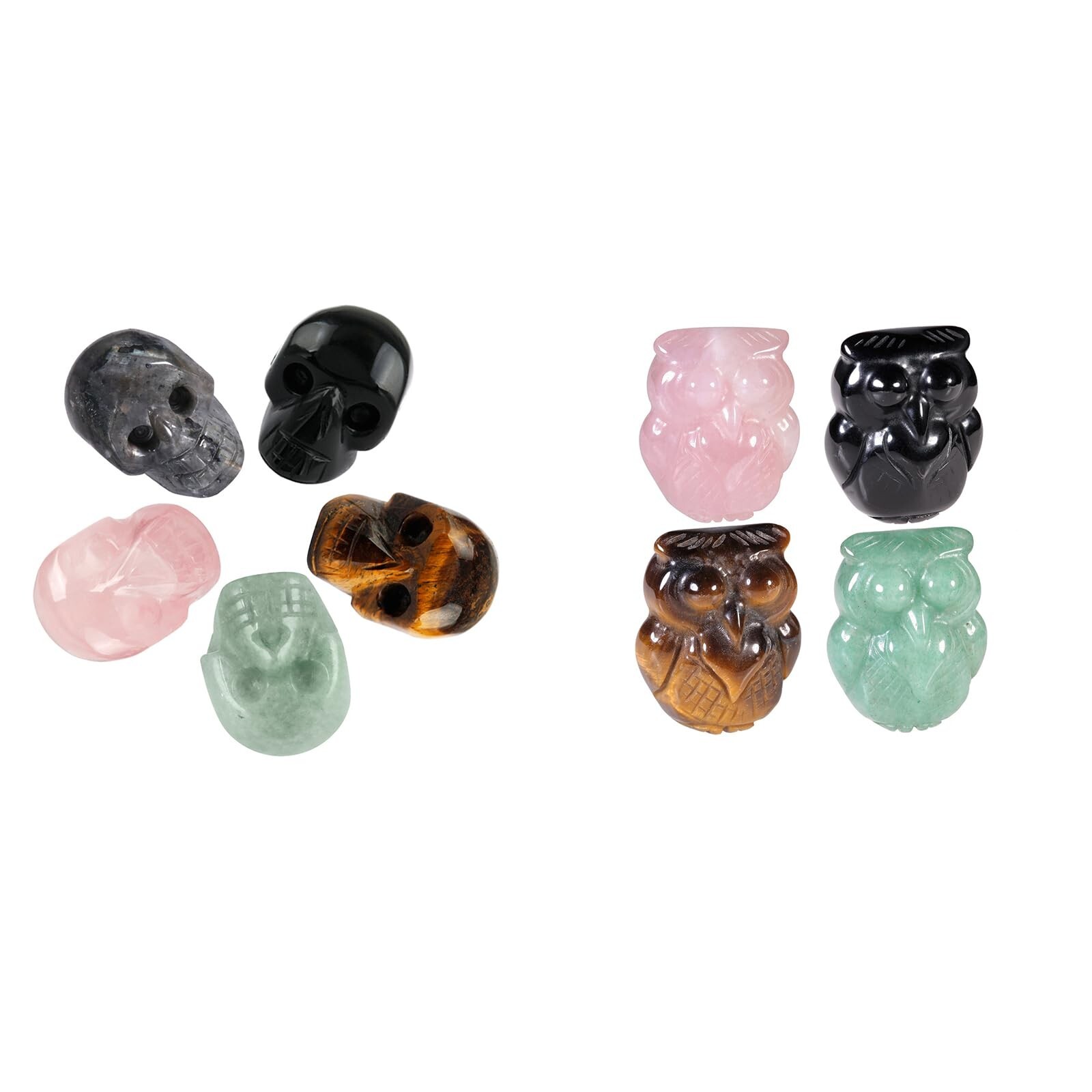 mookaitedecor Bundle – 2 Items: Set of 5 Assorted Crystal Skull Sculpture & 4…