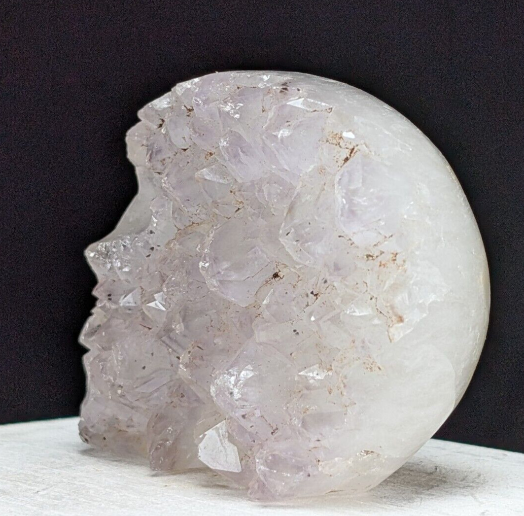 Quartz Skull Carving Druzy Geode Half Face Large Crystal Gemstone Chakra Mineral